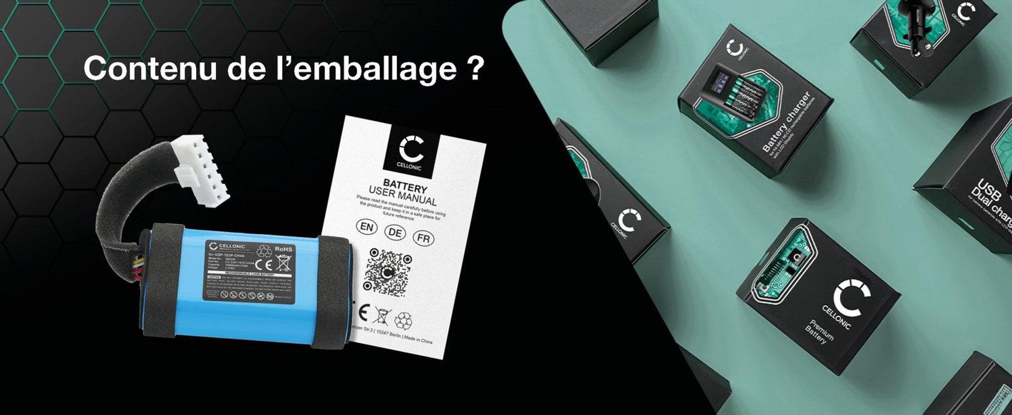 CELLONIC, Batterie pour haut-parleur compatible avec JBL Charge 5, Charge 4Q (10000mAh, 3.7V) Batterie de Remplacement GSP-1S3P-CH4A, GSP-1S3P-CH4D