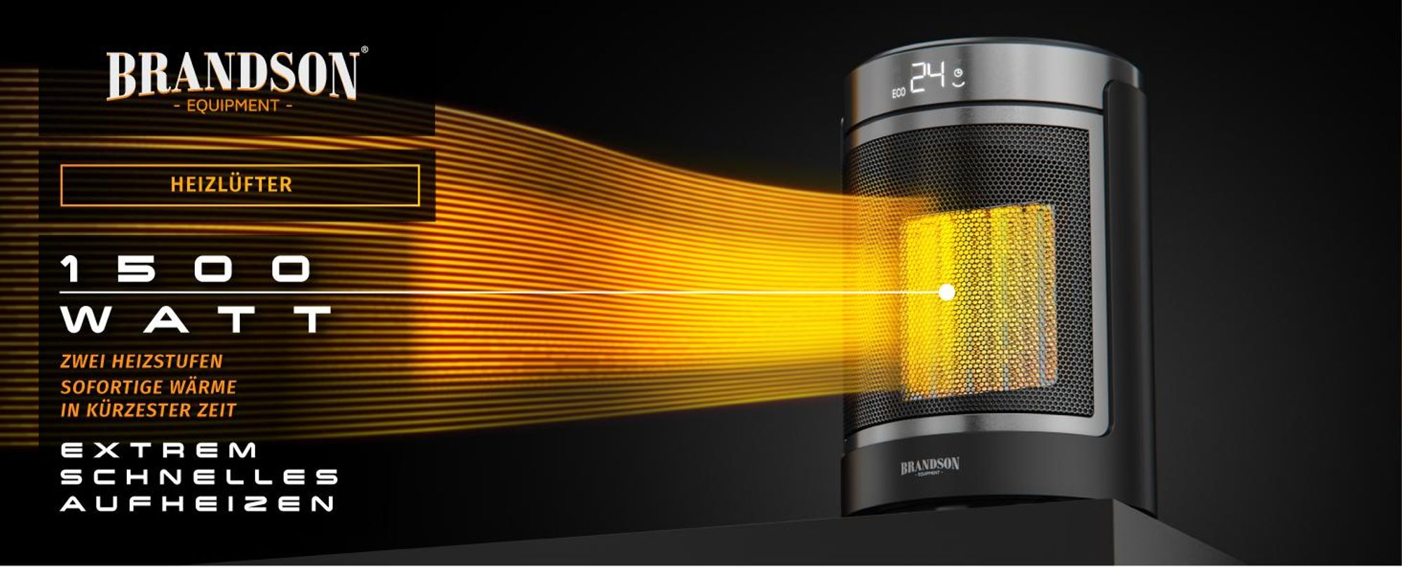 Brandson Keramik Heizlüfter 1500 W, 1500 Watt und zwei Heizstufen