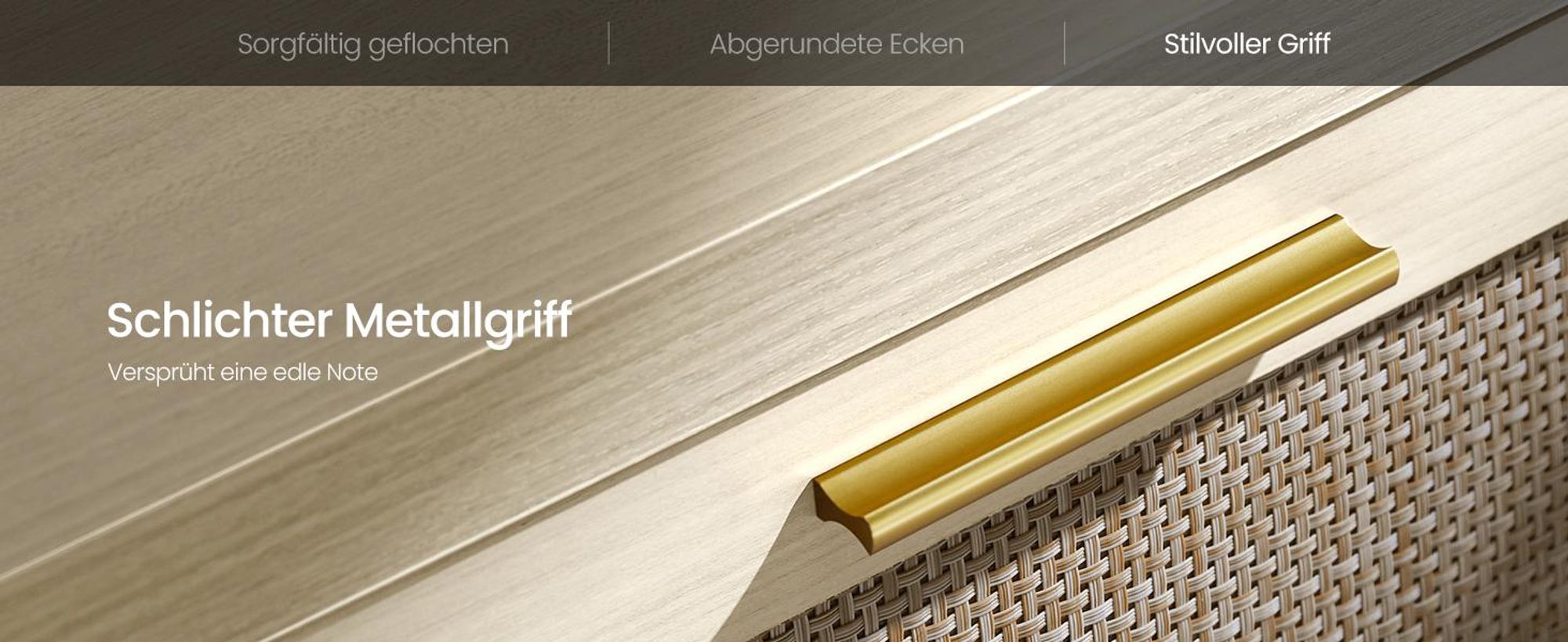 VASAGLE Nachttisch, 2er Set, Boho-Stil, Beistelltisch, mit Schublade in Rattan-Optik, beige