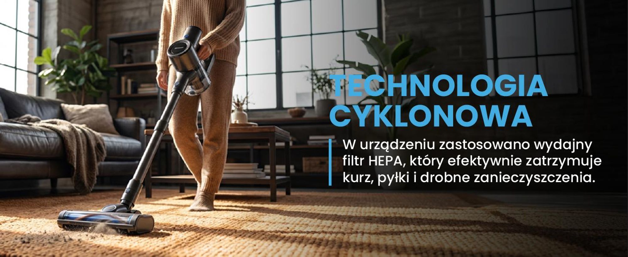 Cyklonowy odkurzacz bezworkowy z akumulatorem i mocą 30000Pa