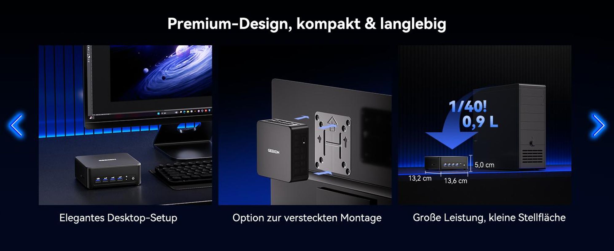 GEEKOM IT13 MAX Mini PC mit U9-185H(16C/22T, bis zu 5.1GHz), Dual 2.5G LAN Windows 11 Pro Mini Computer, 16GB RAM&1TB SSD| 6X USB | KI-Leistung| Intel