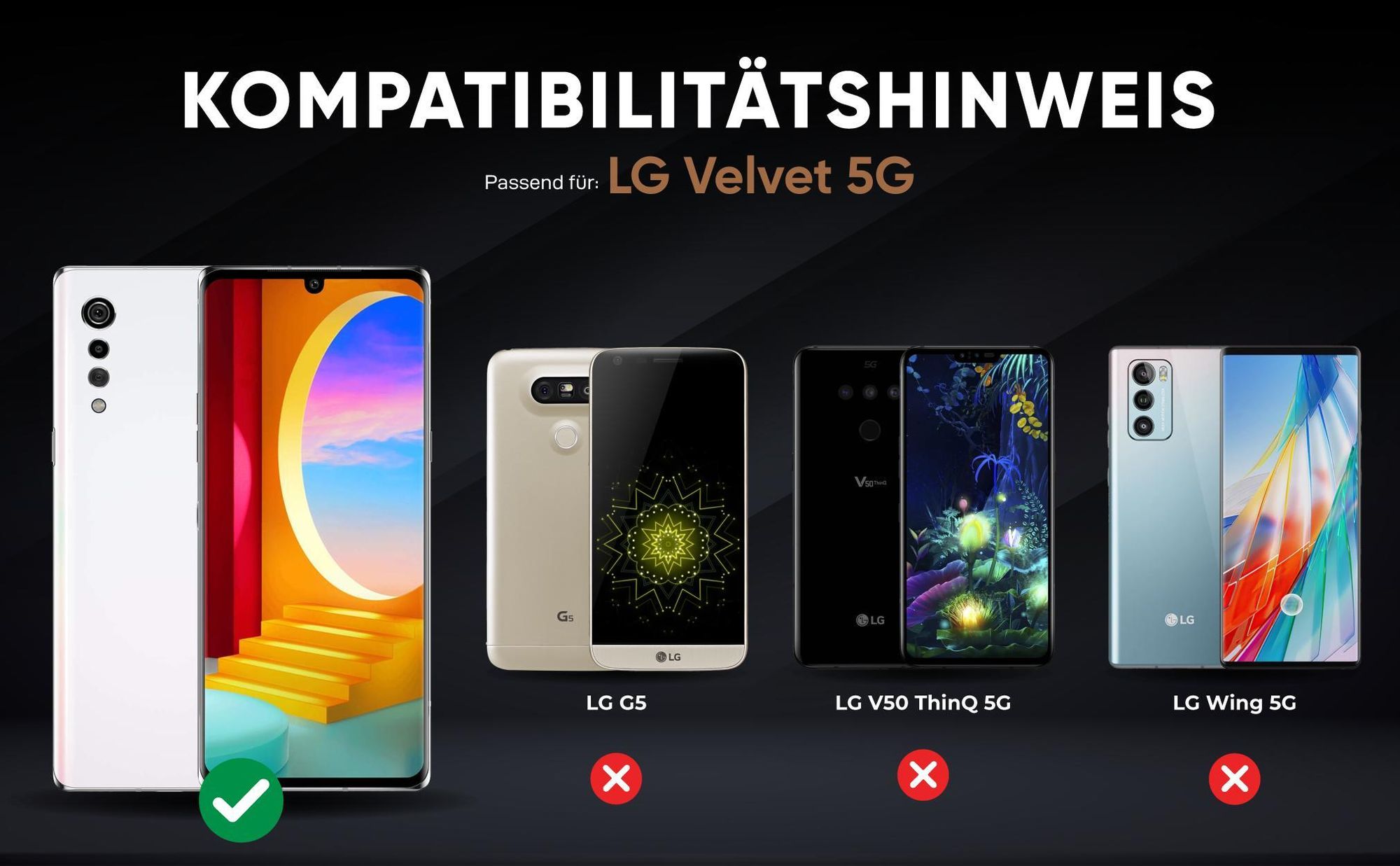 Kompatibilitätshinweise Hülle für LG Velvet 5G