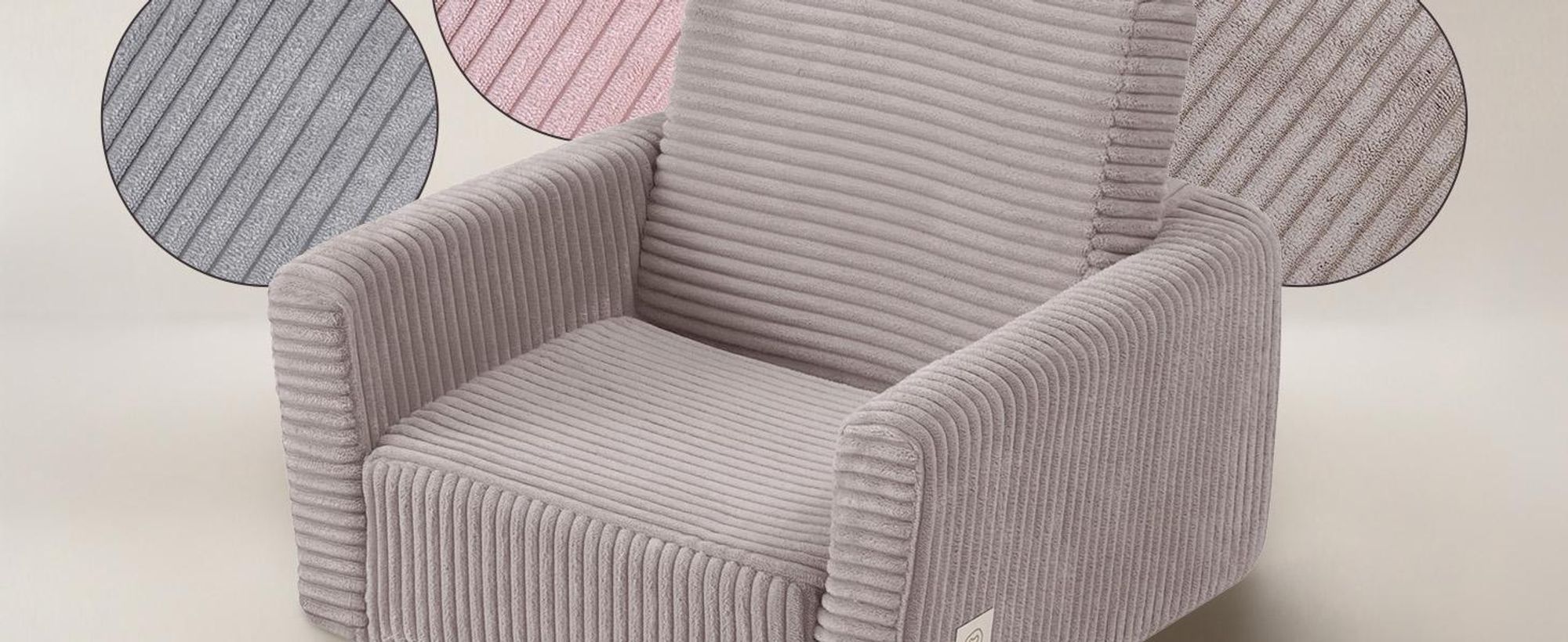 MISIOO Kindersessel CUBIE aus Cord, ausklappbarer Kinder Sessel und Baby Sofa, weicher Sessel für Kinderzimmer, klappbar zum Liegen