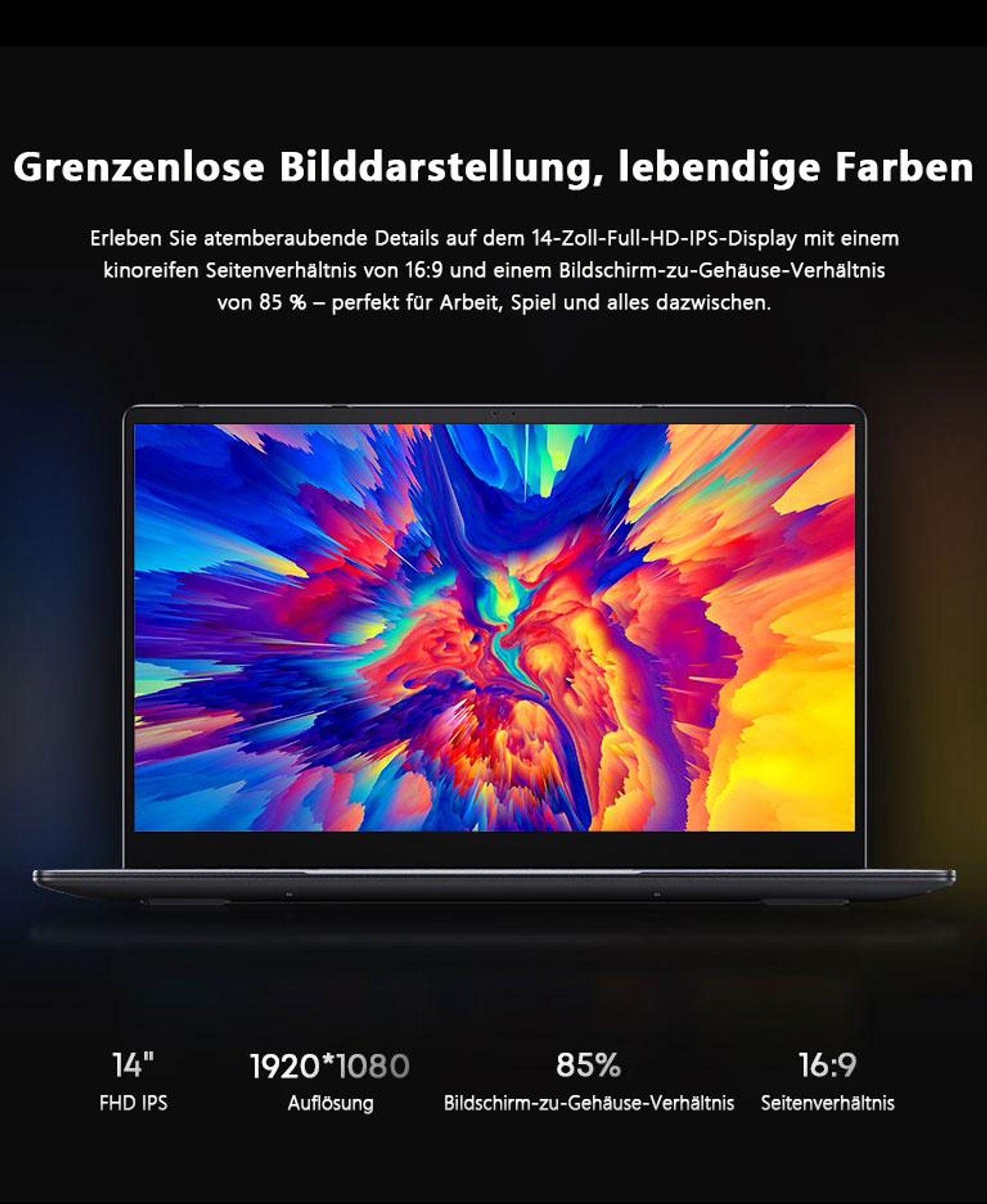 CHUWI CoreBook i3 Laptop - 14" i3-10100Y 8GB 256GB Windows 11 ultraleicht - Grau