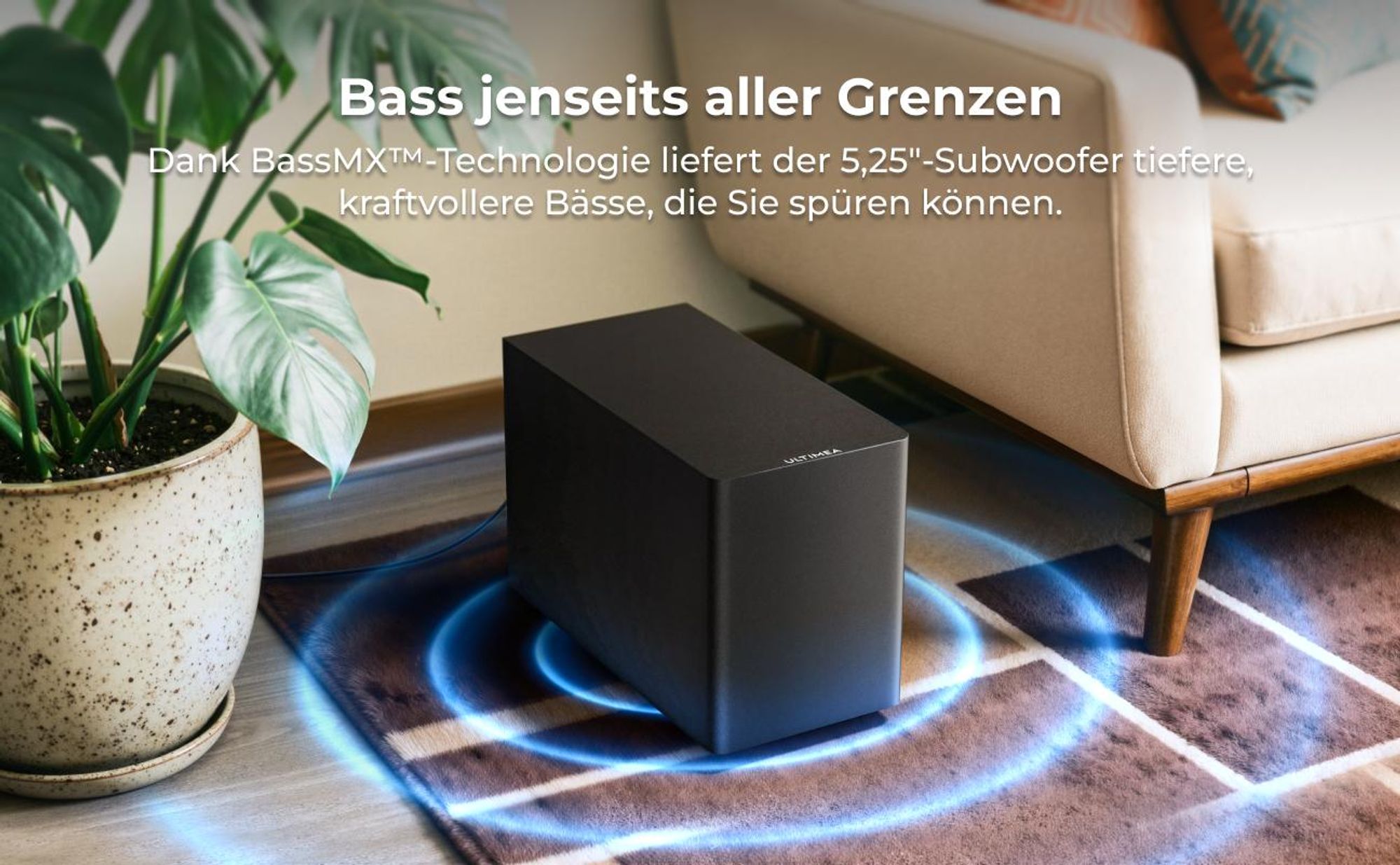 ULTIMEA Poseidon M70 - Soundbar für TV, 3.1.2 Dolby Atmos, kabelloser 5,25" Subwoofer, HDMI eARC, Bluetooth® 6.0, 312 W Spitzenleistung