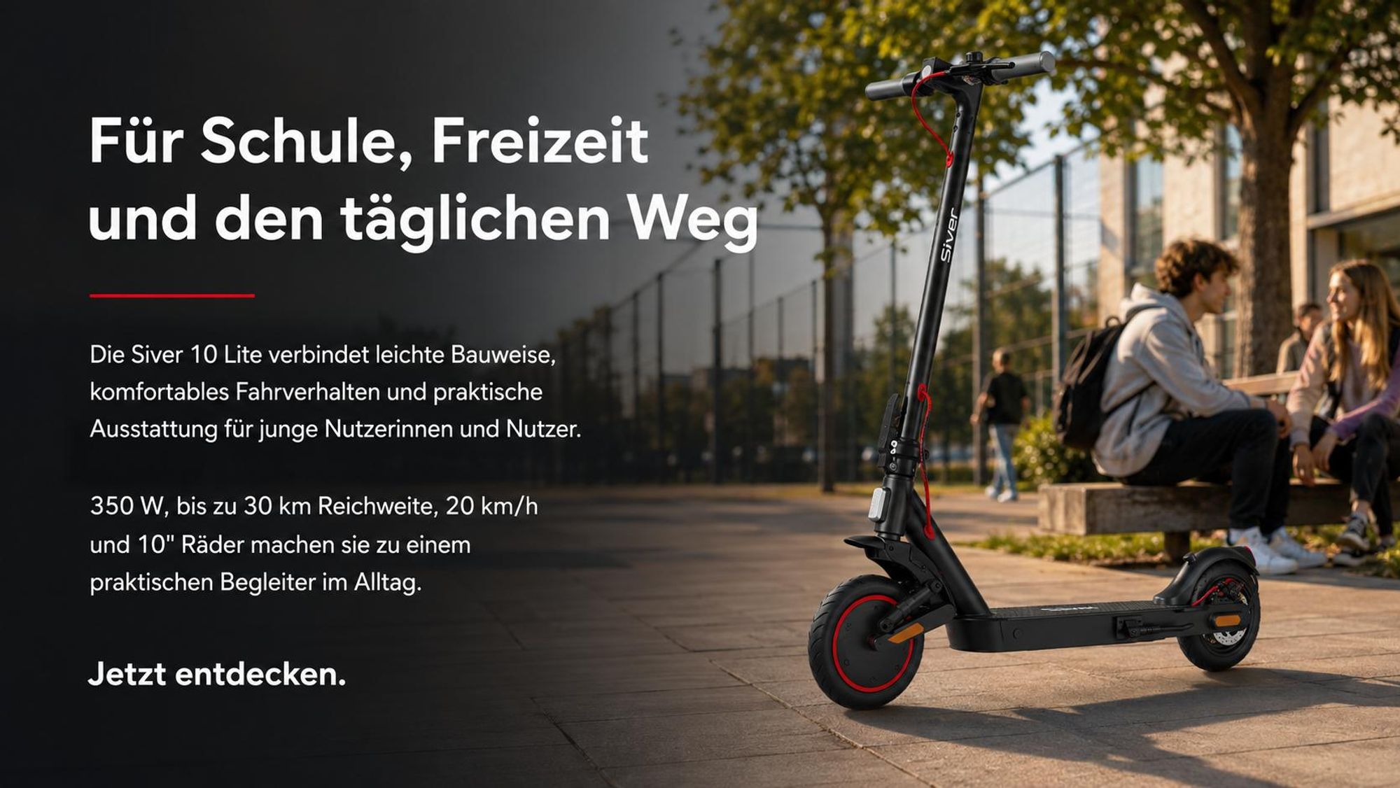 Elektroroller Siver 10 Lite 350W, 30km Reichweite, 10"