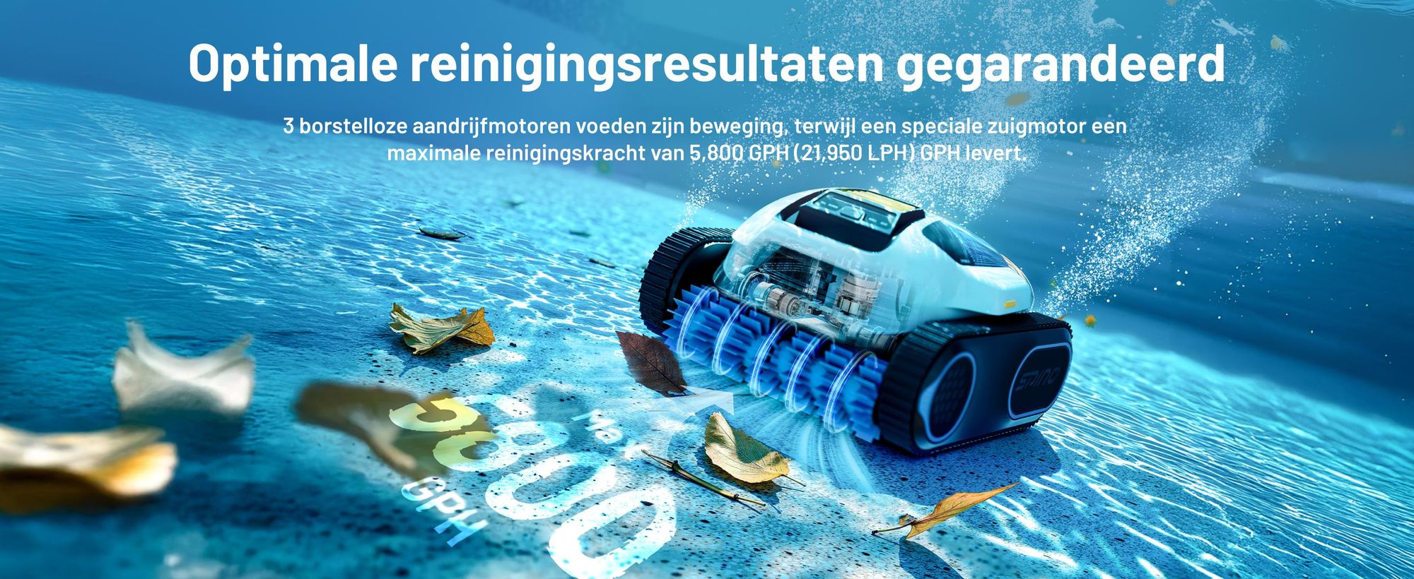 Mammotion zwembadrobot Spino E1 draadloze zwembadstofzuiger voor zwembaden tot 150 m², 6 Ah, 210 min looptijd, app, voor vloer, muur, waterleidingen