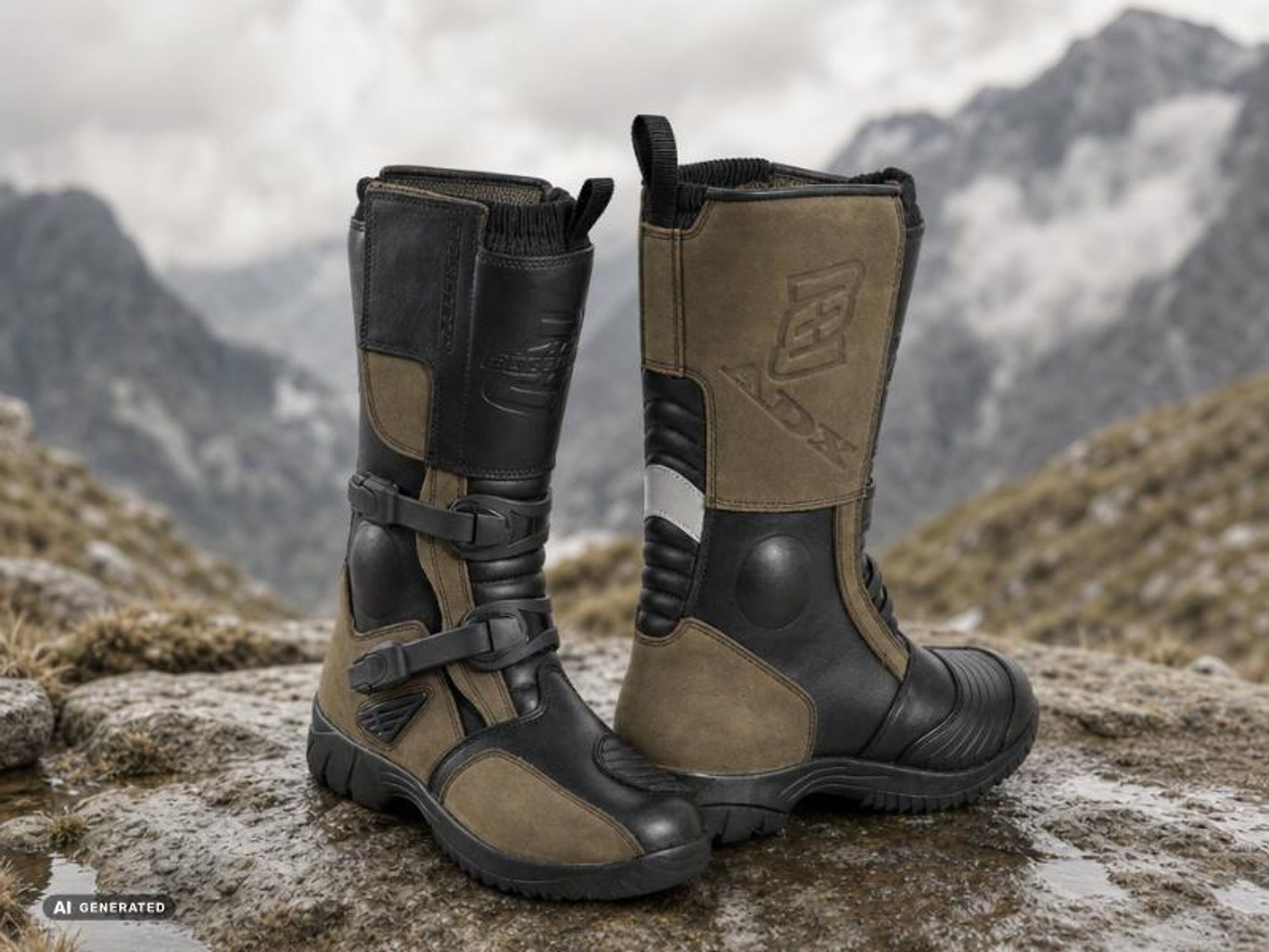 Bogotto ADX-E wasserdichte Motorradstiefel, schwarz/braun, 43
