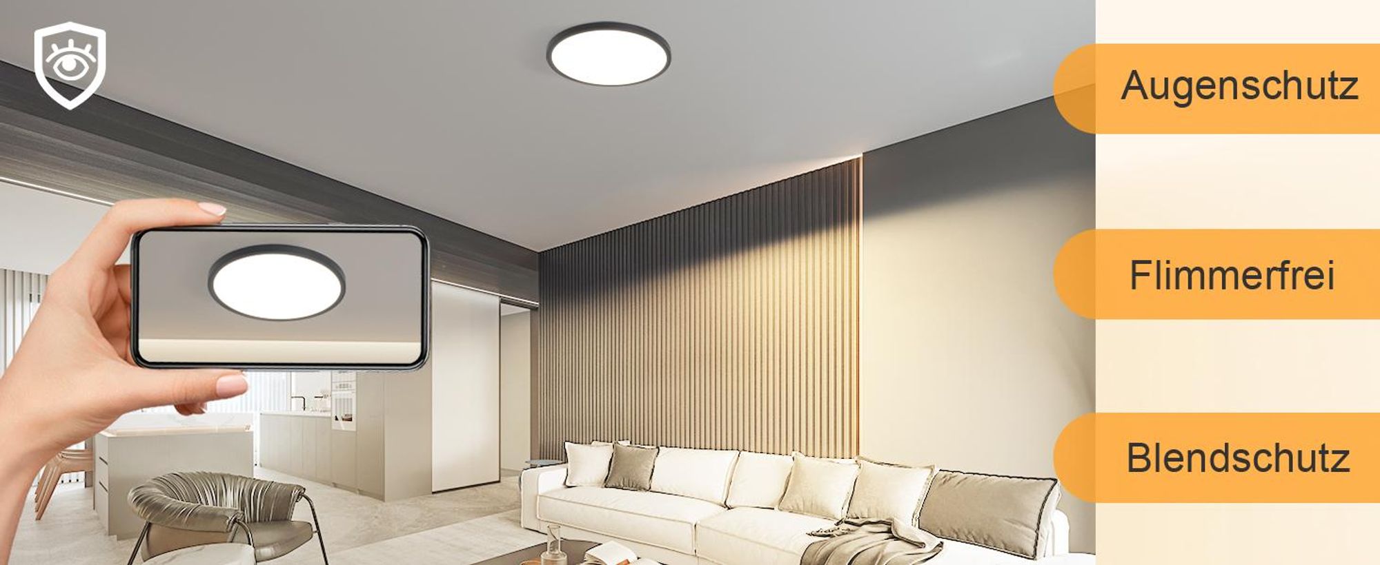 ZMH Lampa sufitowa LED Lampa sufitowa  Ø22cm  Płaska 18W Lampa korytarzowa Czarna Lampa sufitowa do kuchni 3000K Okrągła lampa kuchenna Ciepła biel do korytarza  Sypialnia