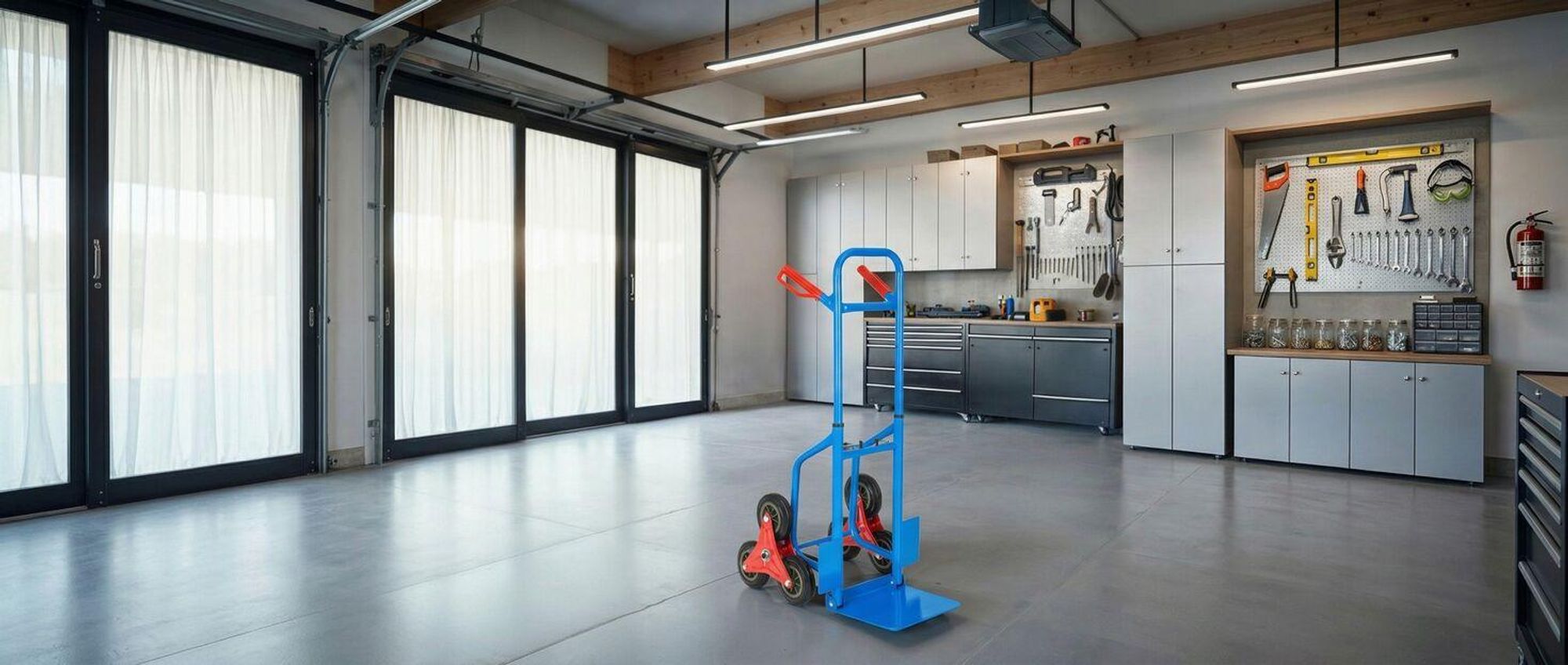tectake Treppensackkarre 200kg Tragkraft Sternräder Stahl 103x49x66cm blau Treppensteiger Transportkarre Handkarre Sackkarre Lastenkarre