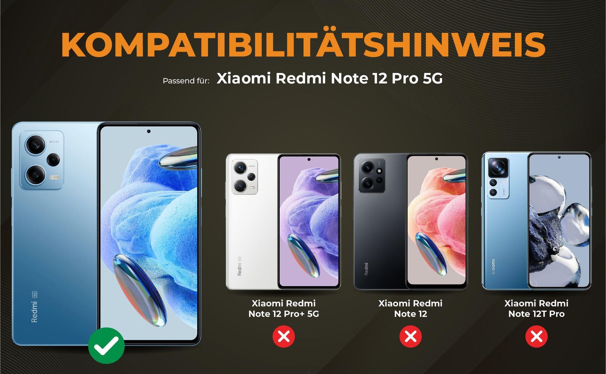 Kompatibilitätshinweise Hülle für Xiaomi Redmi Note 12 Pro 5G