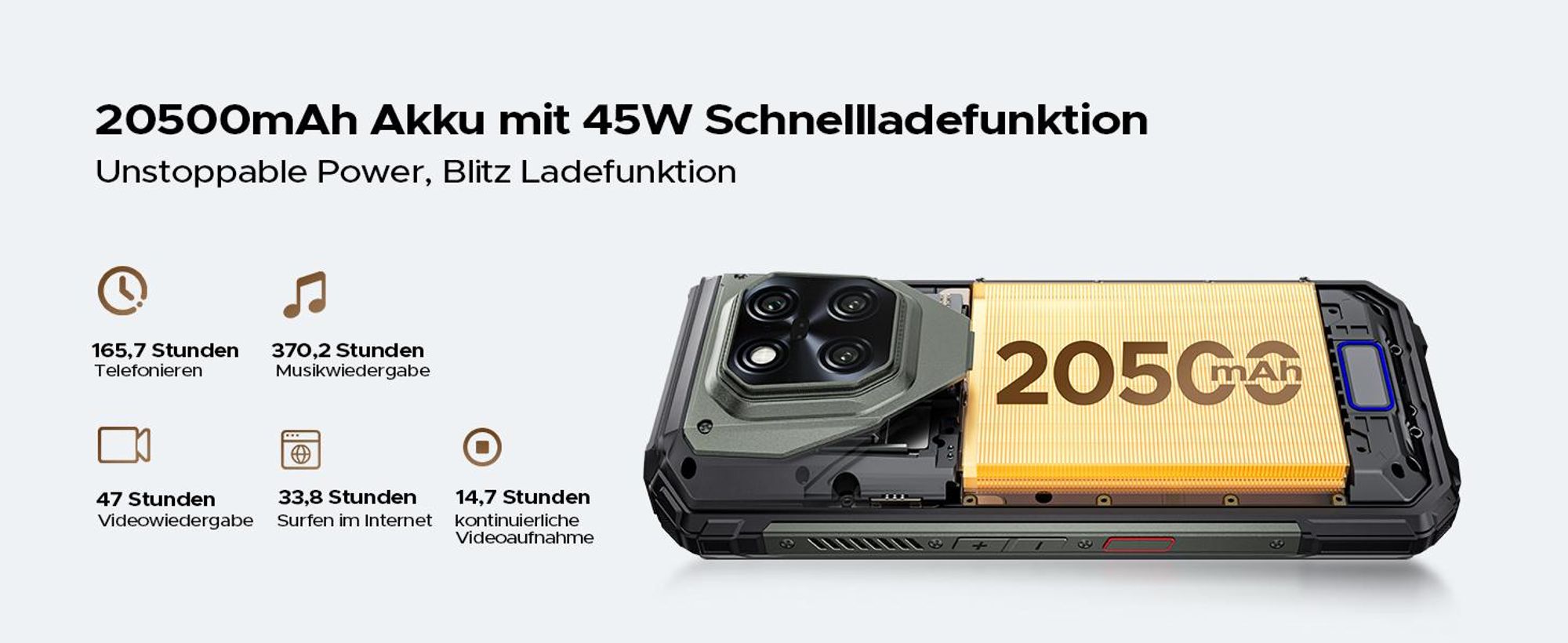 DOOGEE V Max LR Outdoor Smartphone Handy, 5G, IP68/IP69K, 6,78" 120Hz, 20500mAh, 36+512GB, 200MP,NFC, Fingerabdruck, ohne Vertrag