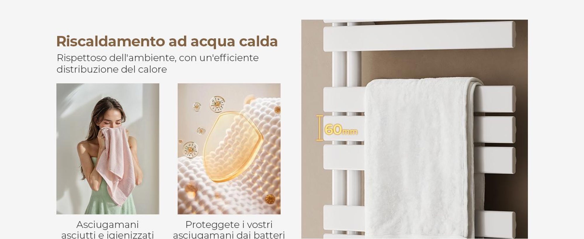 S'AFIELINA 1599x500mm Radiatore da bagno Radiatore per asciugamani Radiatore a pannello piatto per bagno Attacco laterale Bianco 794 Watt