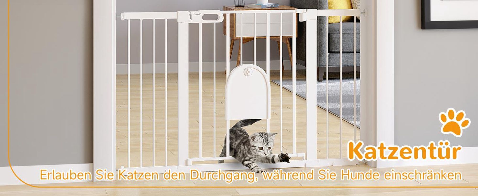 PawHut Hunde Absperrgitter Schutzgitter Türschutzgitter Metall ABS Weiß