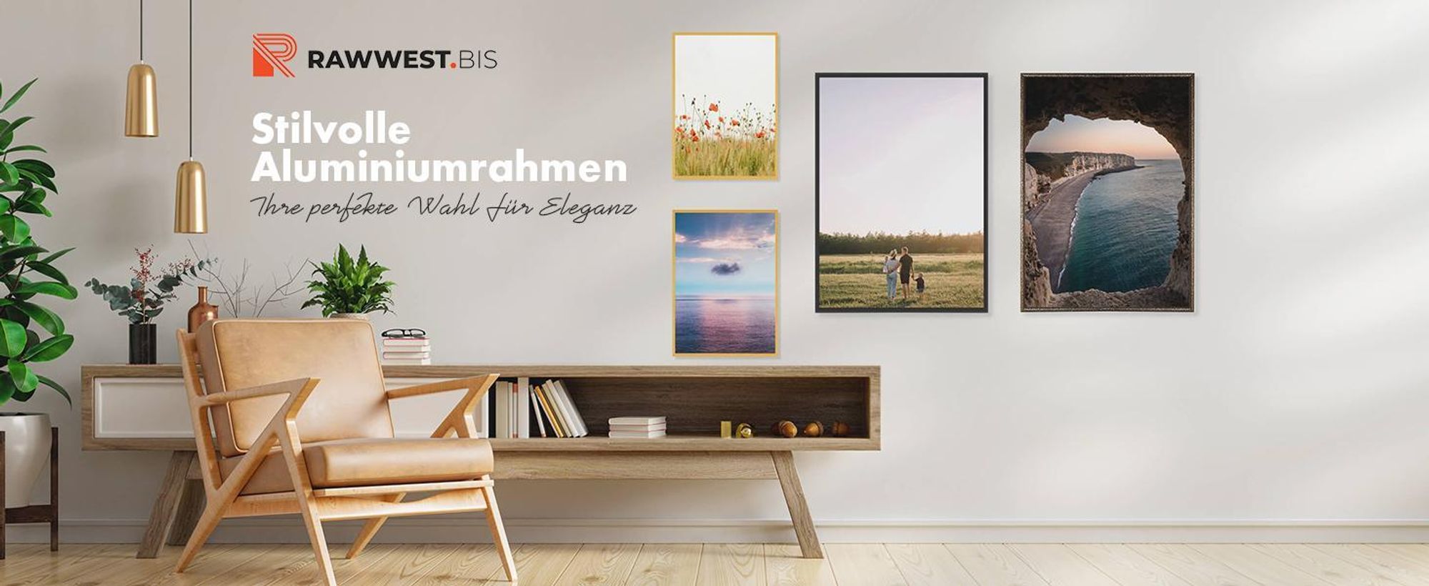 RAWWEST.BIS Bilderrahmen 70x100 cm Plexiglas Poster Foto Wandrahmen Antireflex Anthrazit