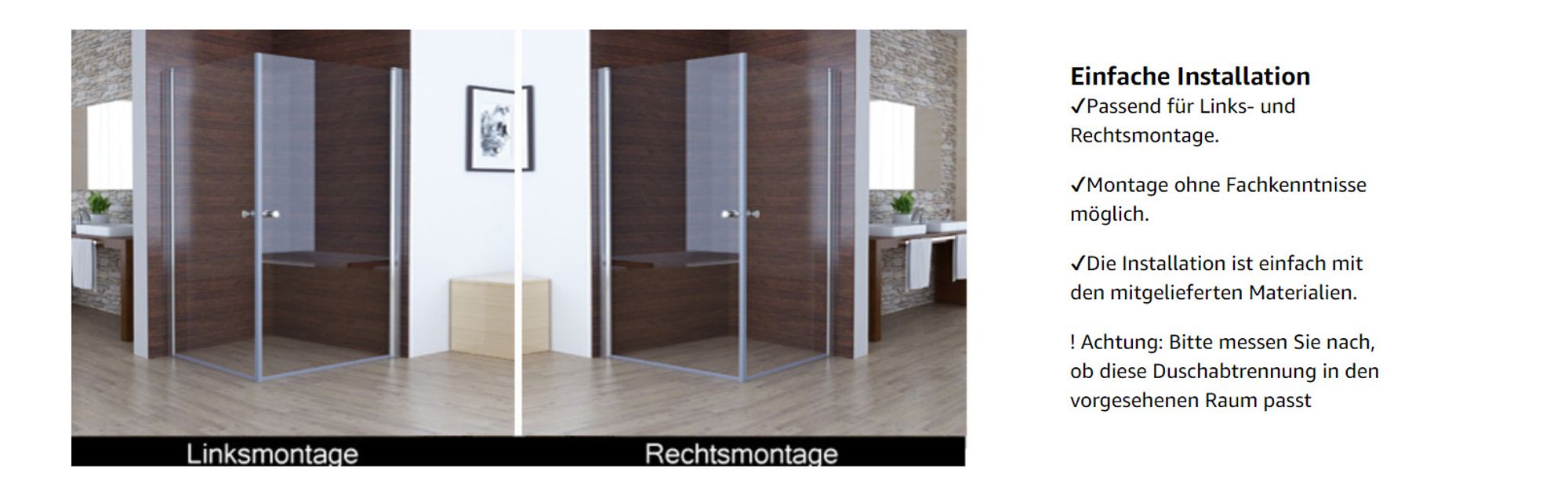 Duschkabine Eckeinstieg 75x75 x185 cm Schwingtür Duschwand mit Doppel Schwingbar Duschtür ESG Glas, Drehfalttür komplett Dusche Duschabtrennung