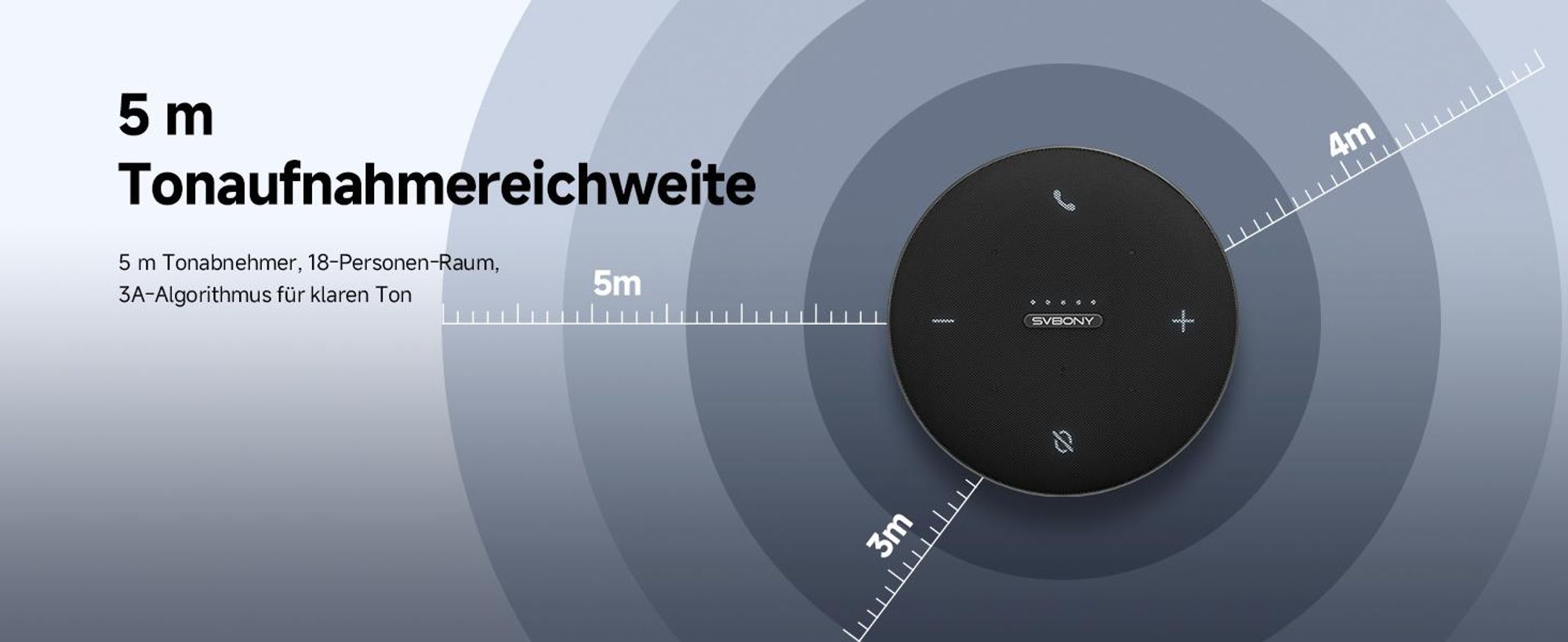 SVBONY SVHub Omni2 Konferenzlautsprecher und Mikrofon, 4 Geräuschunterdrückung,Verbesserte Sprachaufnahme,8 Stunden Gesprächszeit,für den Bürogebrauch
