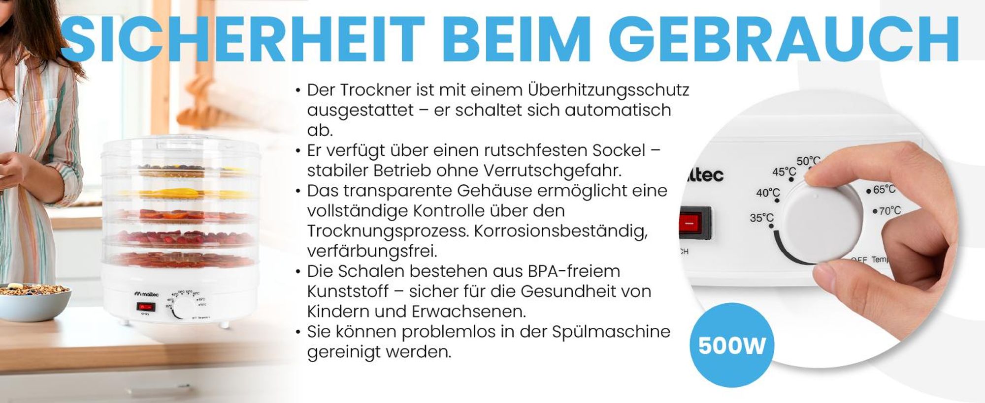 Dörrautomat Dörrgerät für Obst Gemüse Pilze 500W mit 5 Etagen