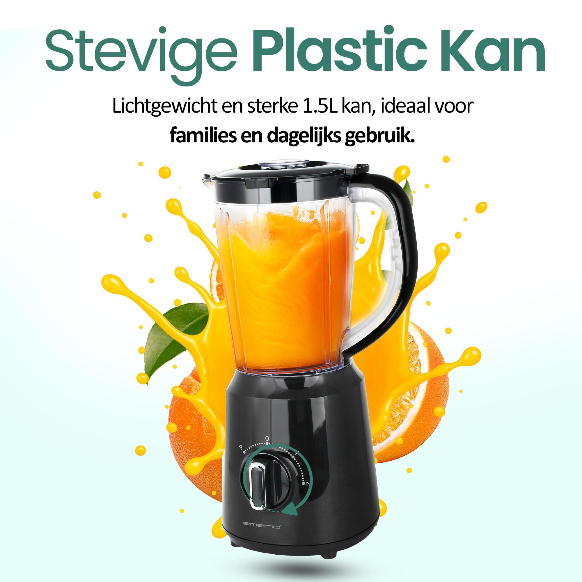 Emerio Blender BL-124816.8 – 1,5 L – 500 W – 2 Snelheden – RVS Messen – Zwart