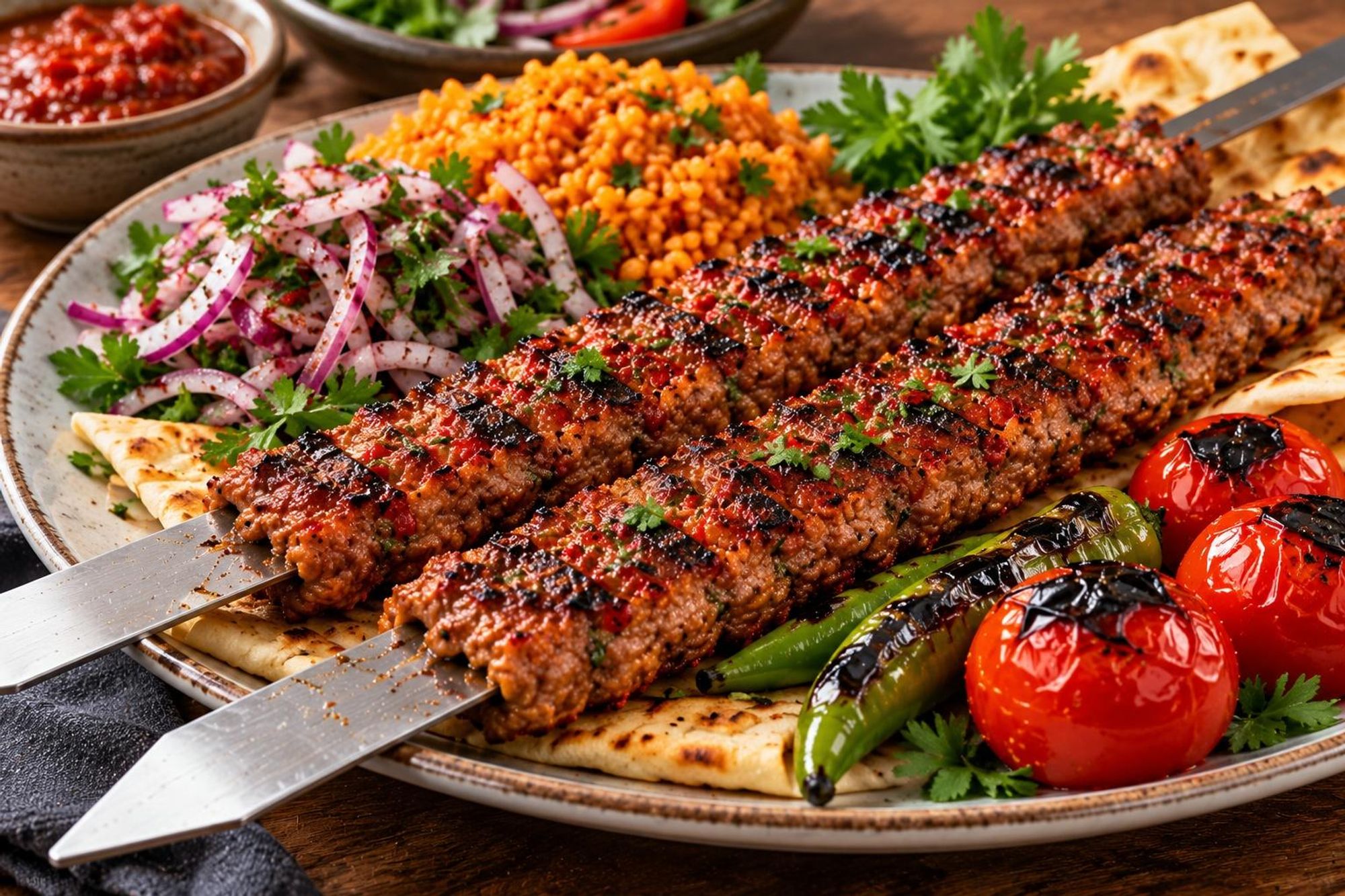 Edelstahl Adana Grillspieße extra breit 24mm und 450mm lang (6)