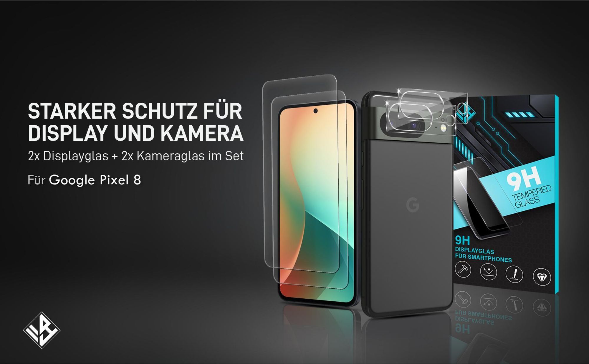 2er Set Kamera & Displayschutzglas für Google Pixel 8 in 9H Härte