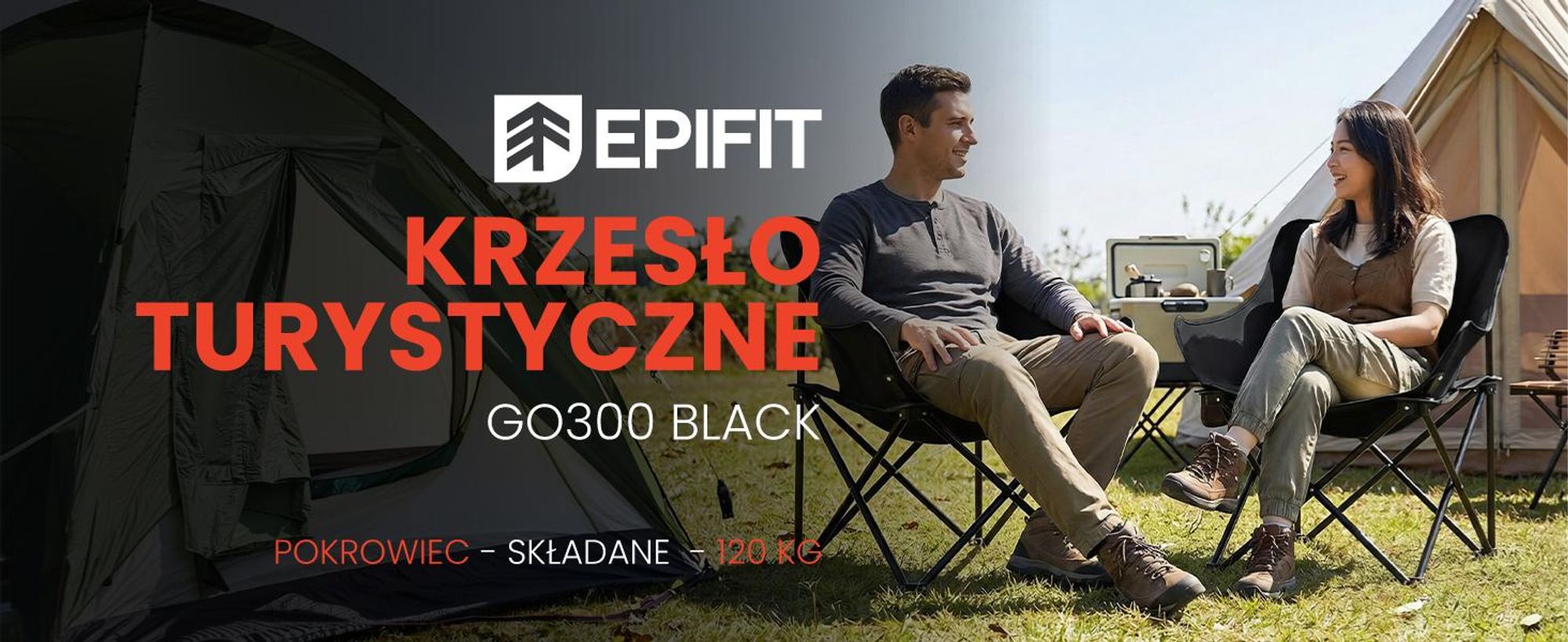 Krzesło turystyczne kempingowe składane czarne do 120 kg