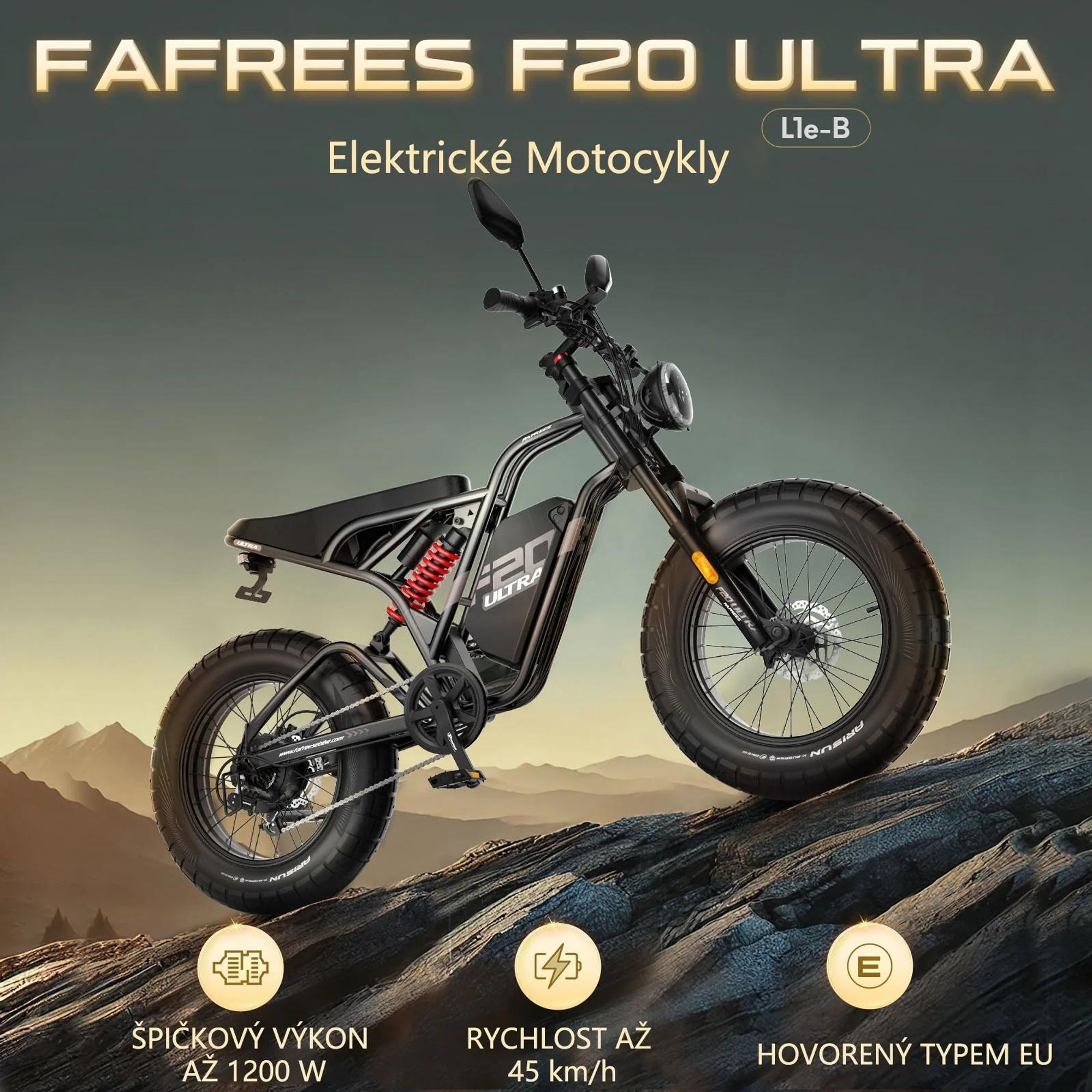 FAFREES F20 Ultra E-Bike (Typové schválení EU L1e-B) - Baterie 48V25AH 20 Palcové Pneumatiky Mechanické brzdy - Zelená