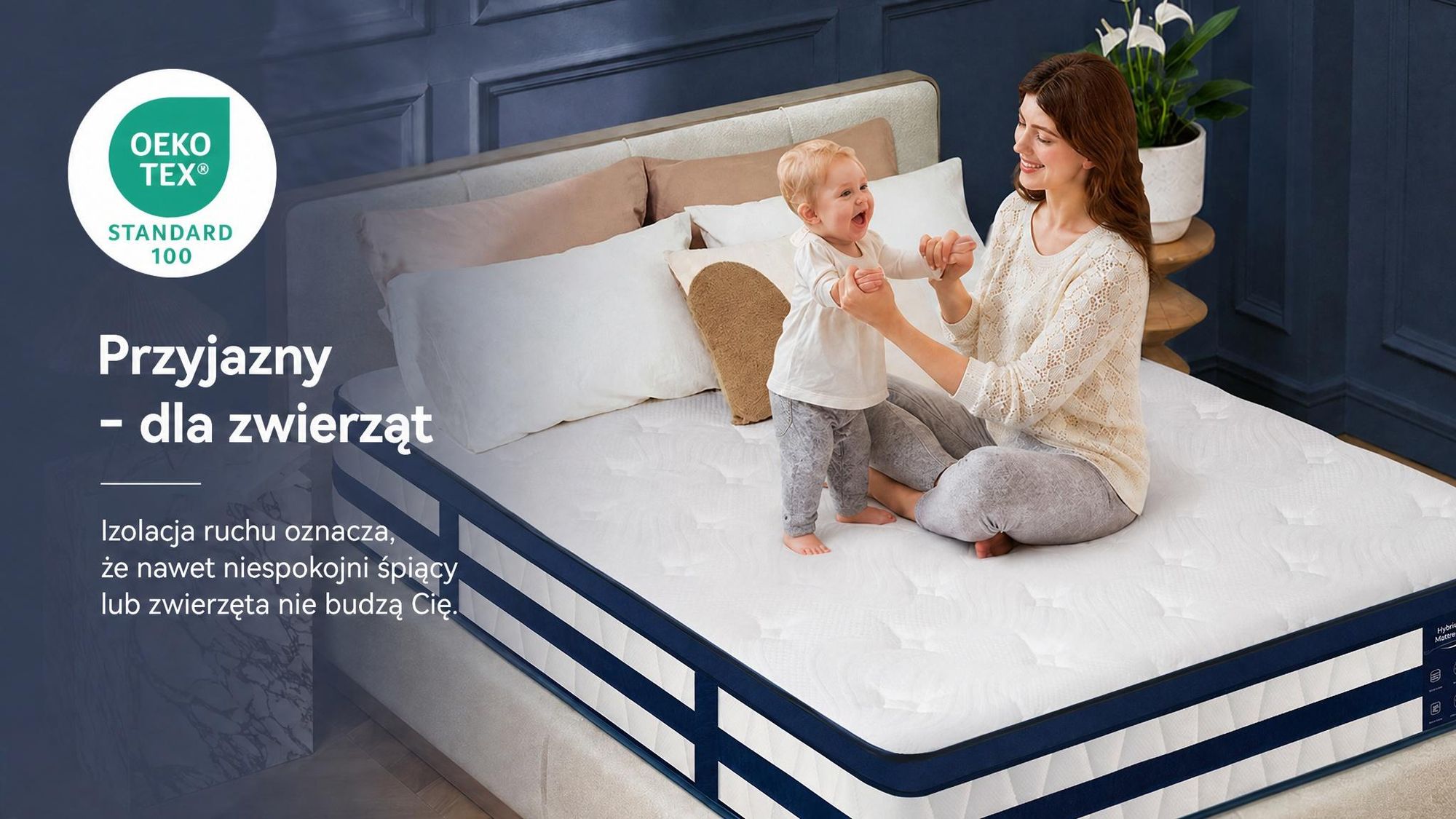 Materac 90x200 26 cm z zintegrowanym topperem, 7-strefowy materac kieszeniowy, twardość H3/H4