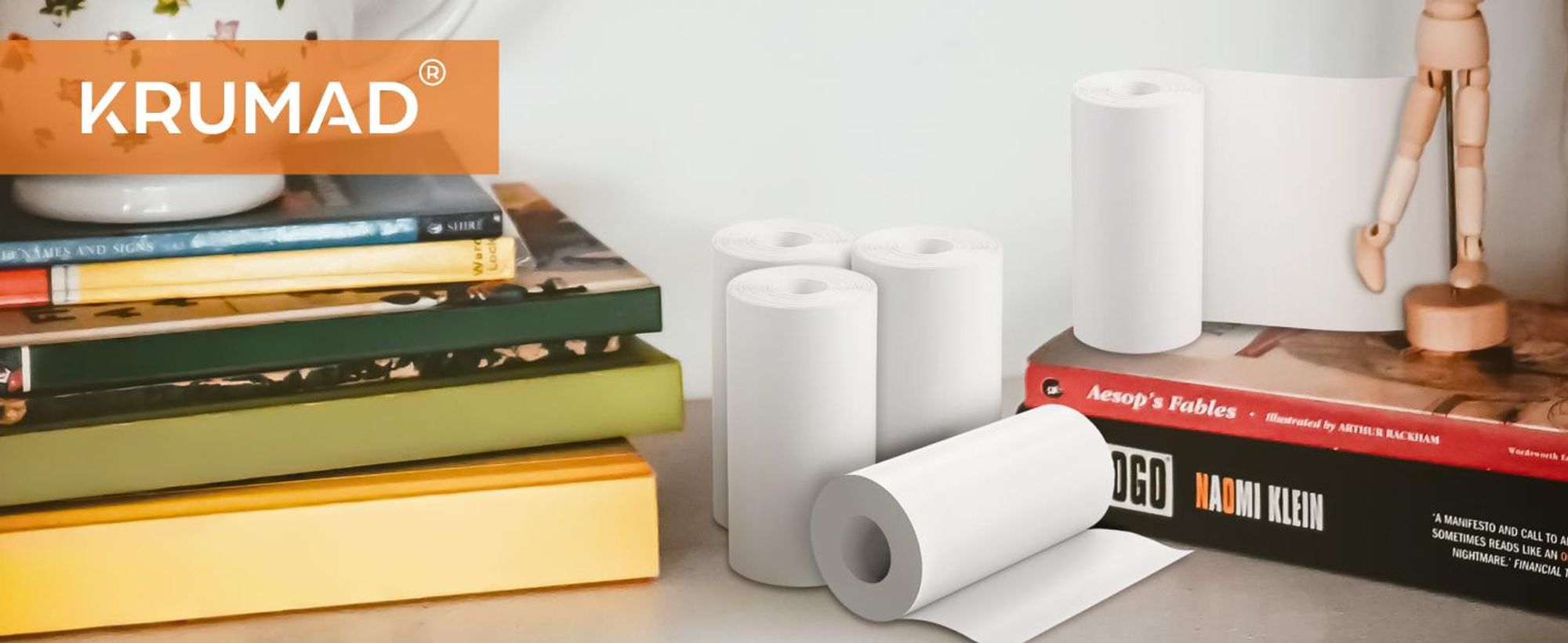 KRUMAD Thermopapier für Kinder Sofortbildkameras - 5 Rollen, 57x25mm - Tintenloses Fotodruckpapier für Kinderkameras - Ideal für Sofortbildkameras