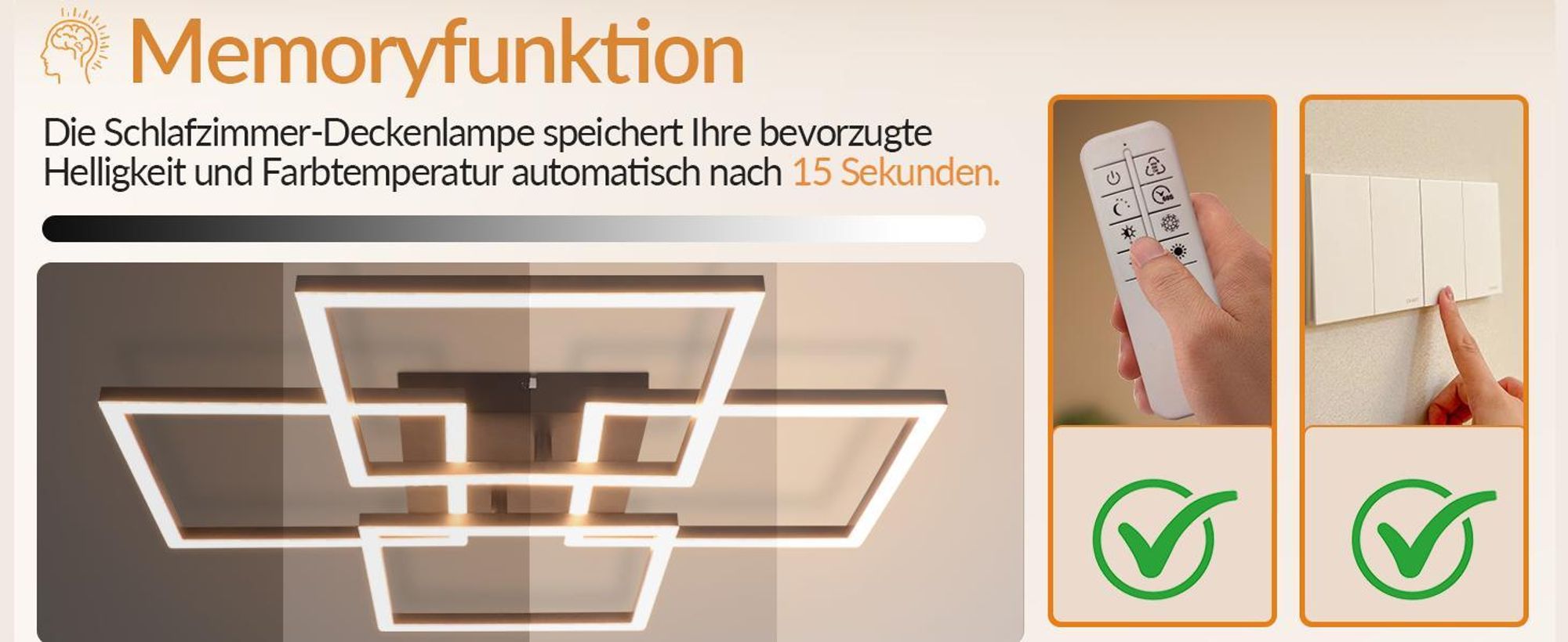 Lampa sufitowa LED ZMH do salonu, z regulacją jasności, 43 W, lampa sufitowa do salonu z pilotem, prostokątna, lampa do sypialni