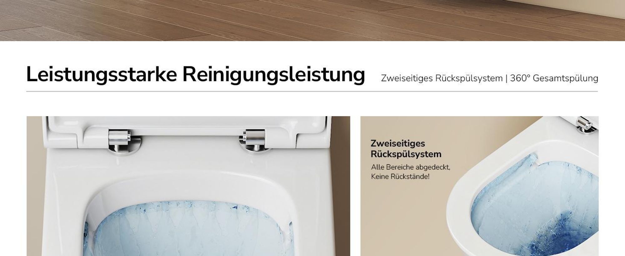 EMKE Hänge-WC Keramik Doppel-Loch-Gegenspülung Wassersparend Wandmontage Toilette mit Direktspülung Soft-Close Deckel geräuscharm Glänzendweiß