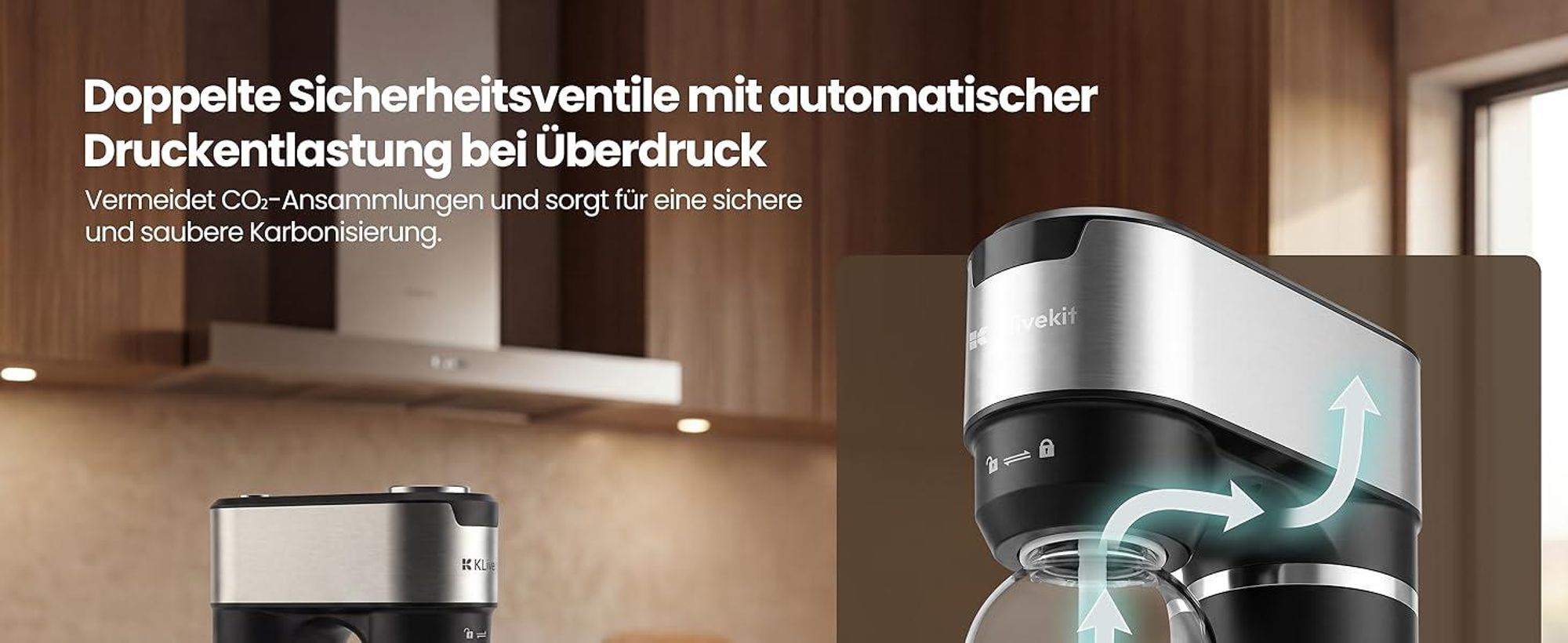 LLIVEKIT Wassersprudler, mit 4 einstellbaren Sprudelstufen, Schwarz