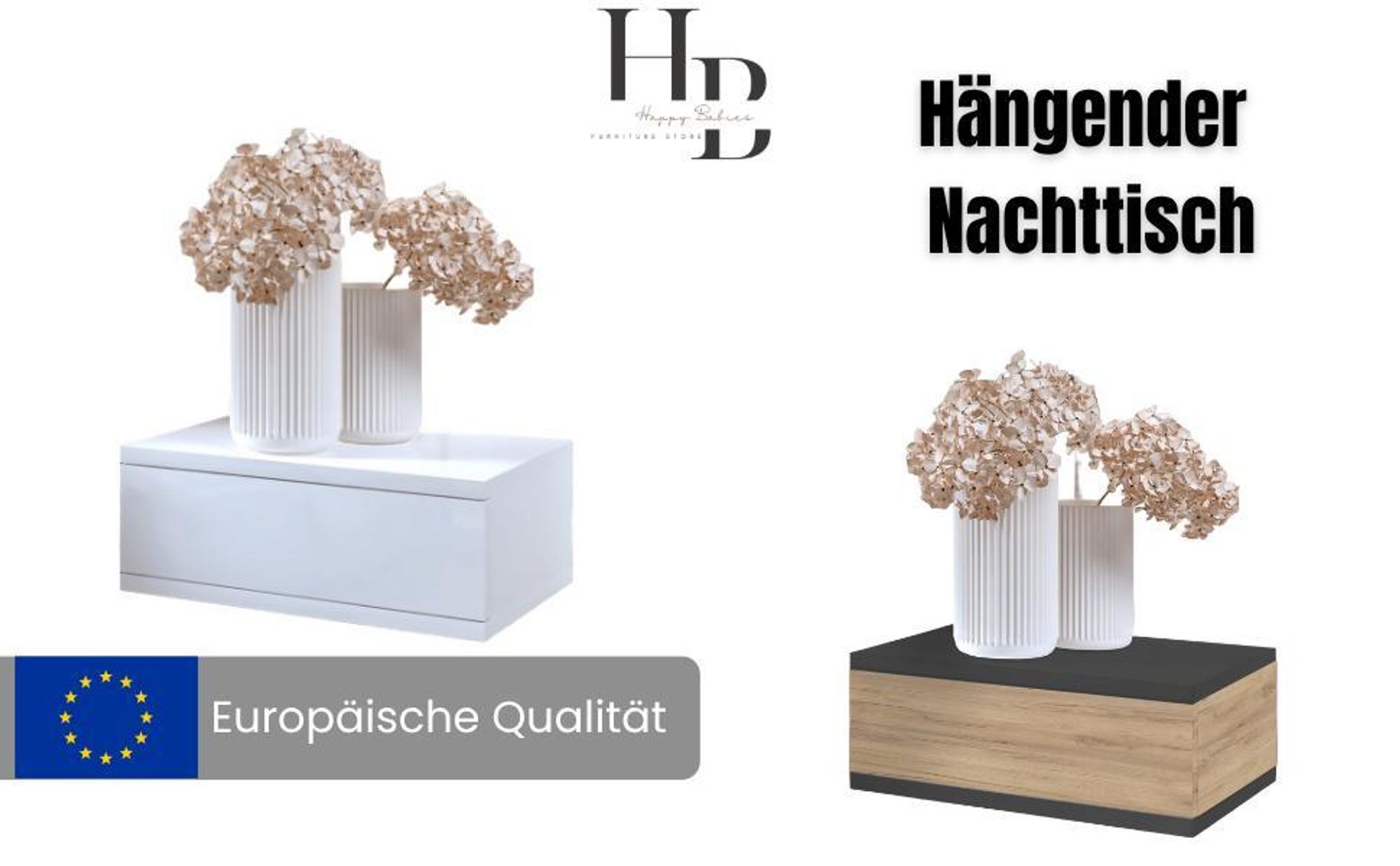 Wandhängende Nachttische sind ideal fürs Schlafzimmer.