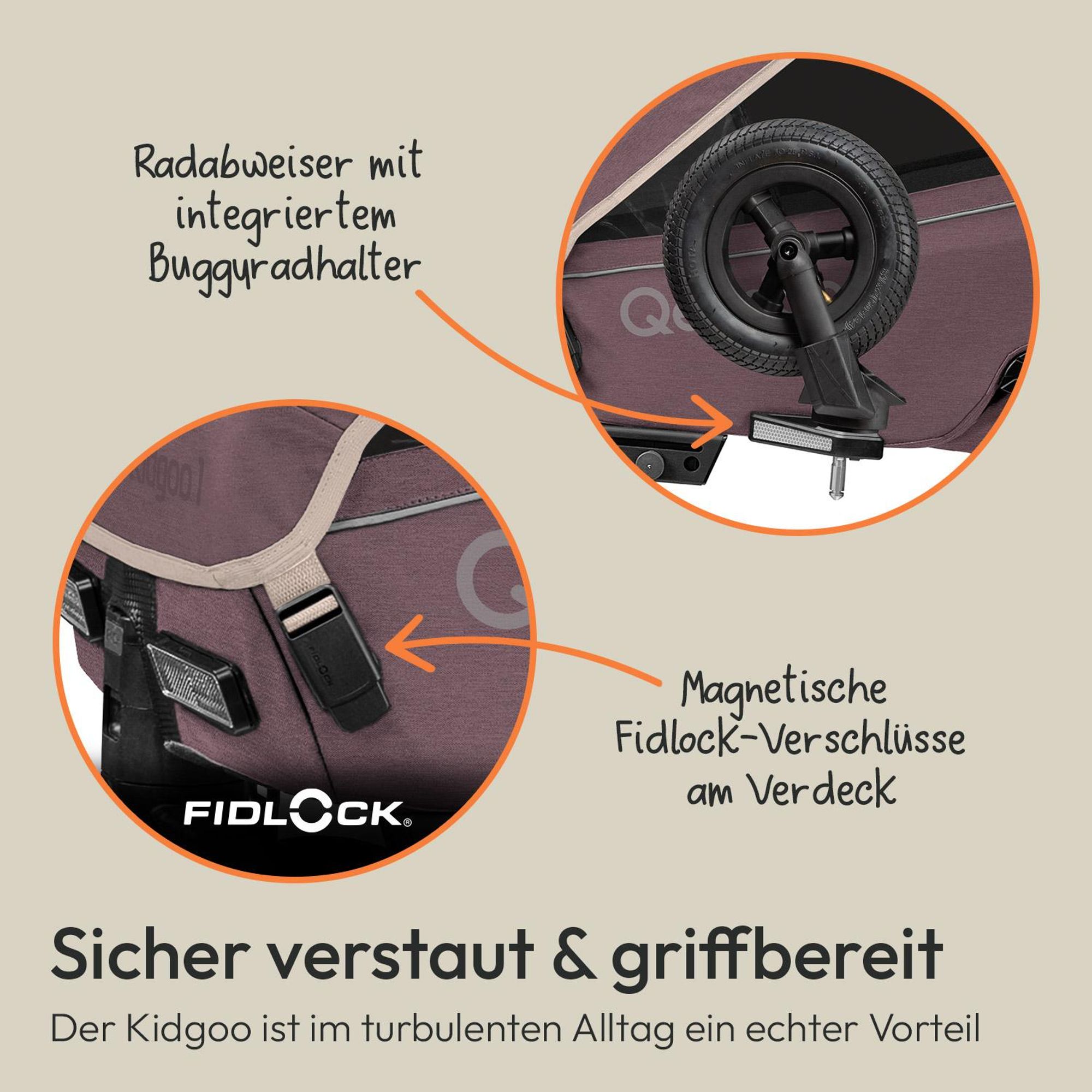 Qeridoo Kidgoo 1 - Kinderfahrradanhänger für 1 Kind Farbe: Wildberry Violet