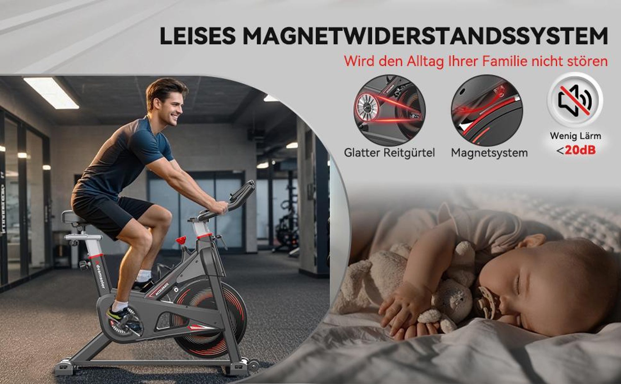 Heimtrainer Fahrrad mit App, Advamsoler Leises Ergometer Hometrainer Fahrrad mit LCD-Monitor & Tablet-Halter, Indoor Bike für Kardiotraining zu Hause