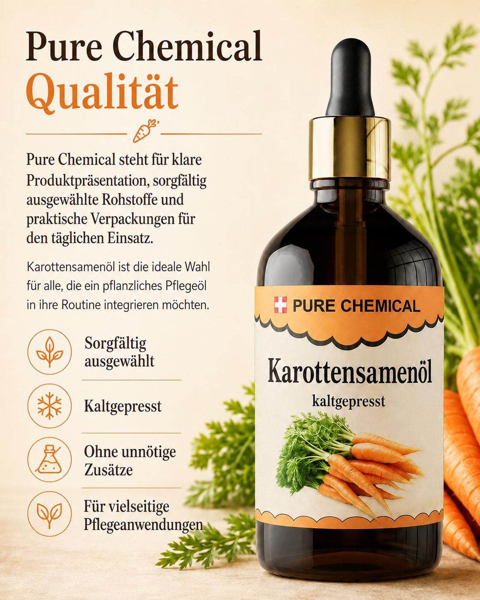 PURE CHEMICAL | Karottenkernöl | unraffiniert | kaltgepresst | 100 ml