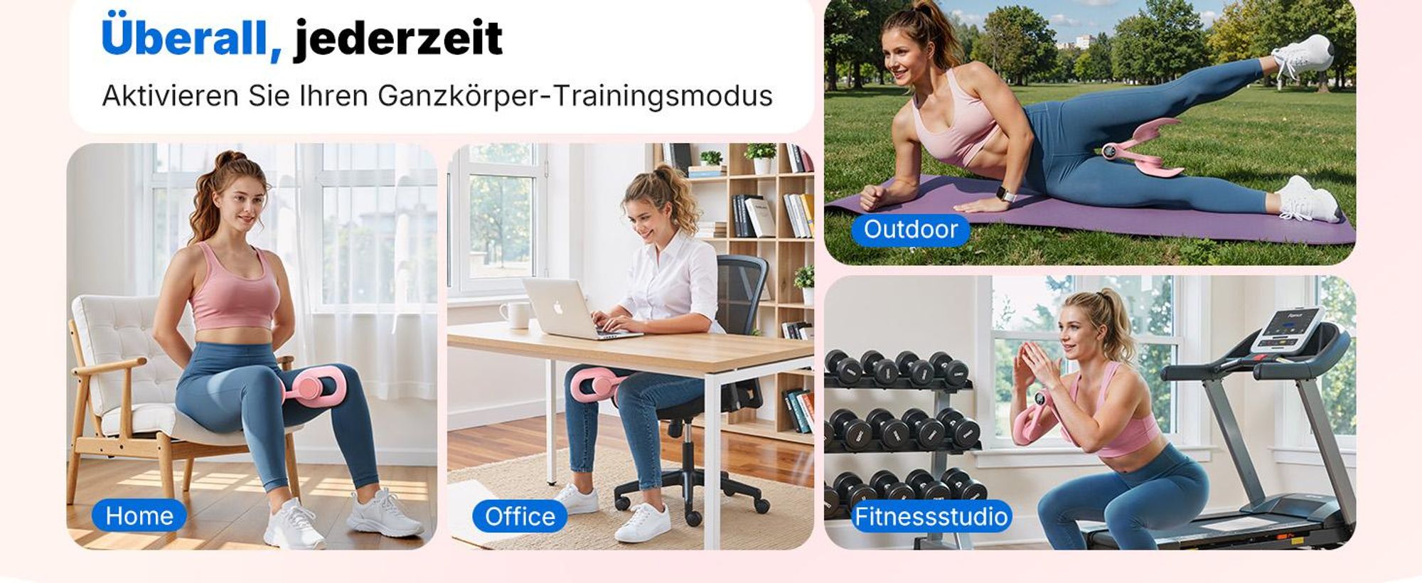 360° drehbarer Beckenboden- & Oberschenkeltrainer – LED-Display, kompakt & tragbar, für Gesäß, Rücken & Arme, Postnatale Rückbildung, Zuhause & Büro