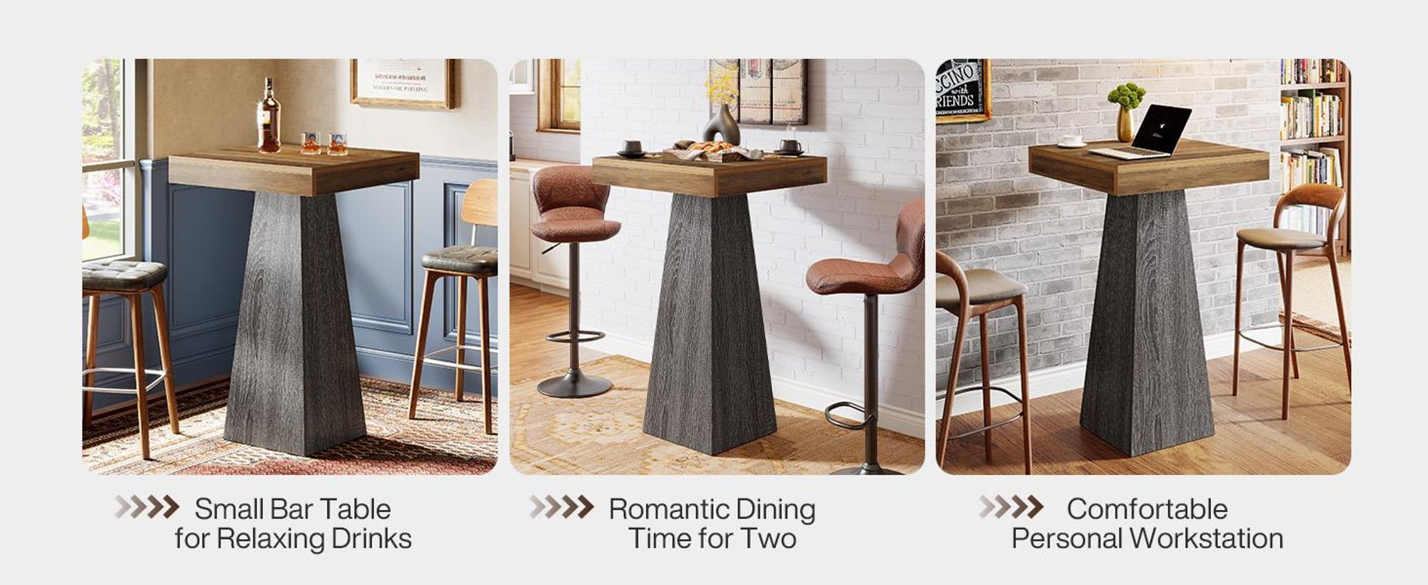 Tribesigns 100 cm quadratischer Bartisch, hoher Bistrotisch für kleine Räume, kleine Hausbar mit hoher Tischplatte, Küchentisch, Stehtisch(nur Tisch)
