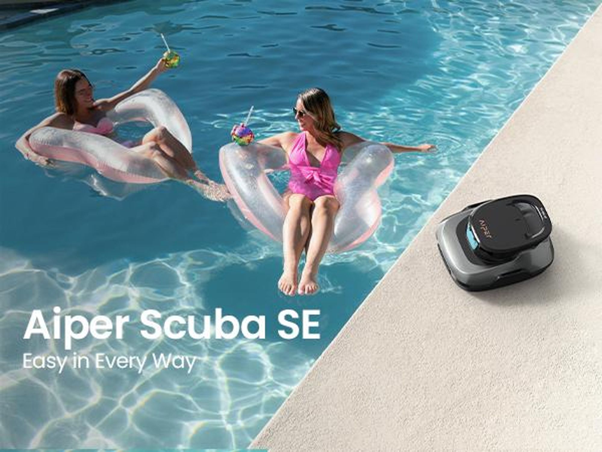 AIPER Robot Piscine sans Fil, Aspirateur Automatique, 90 Min d'Autonomie