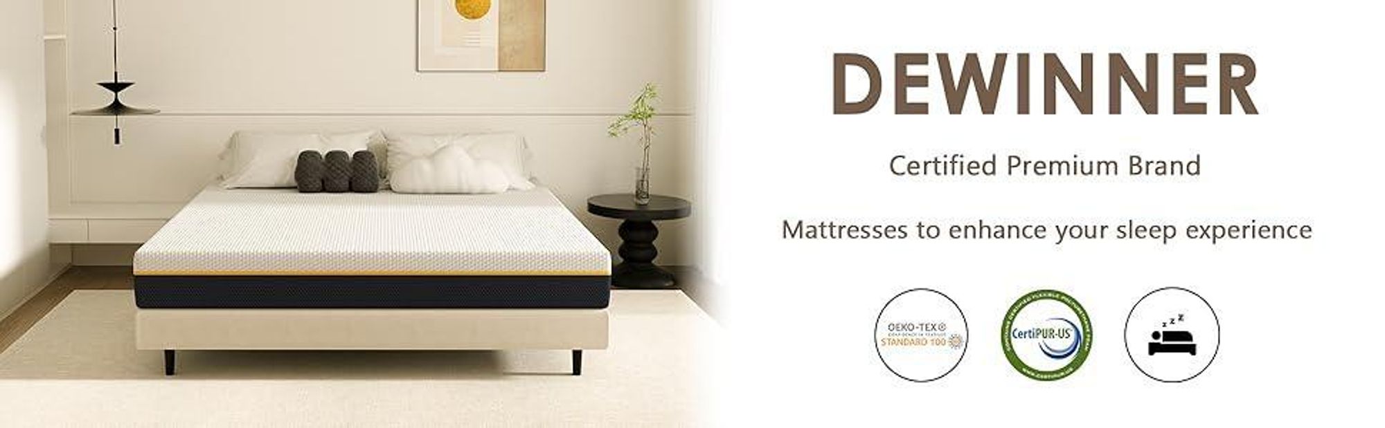 DEWINNER Matelas 140x190x17cm, Matelas en Mousse à Mémoire de Forme et Matériau Bambou, Fermeté Moyenne,Soutien Parfait, Respirant, Hypoallergénique