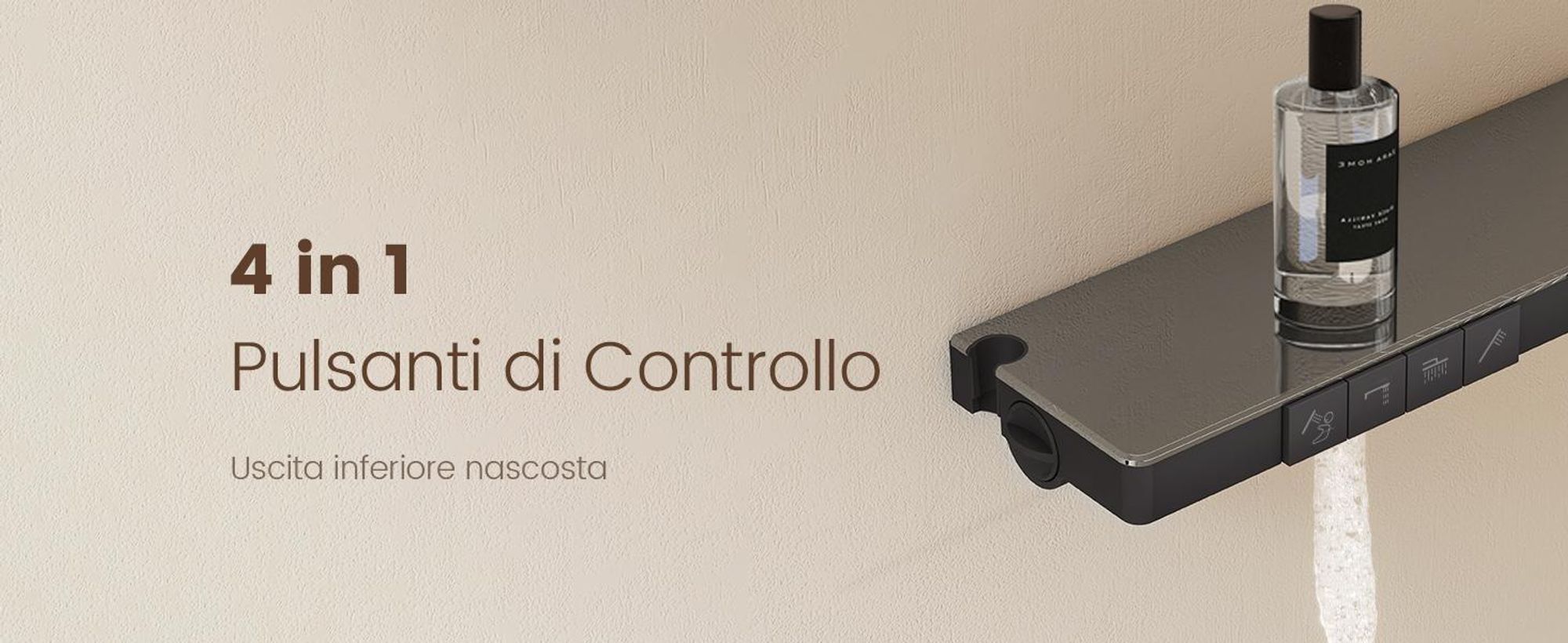 EMKE® Sistema doccia con termostato Nero con doccia per bambini, display digitale e filtro per il cloro 4 uscite Doccia a pioggia rotonda Colonna doccia per famiglie F23