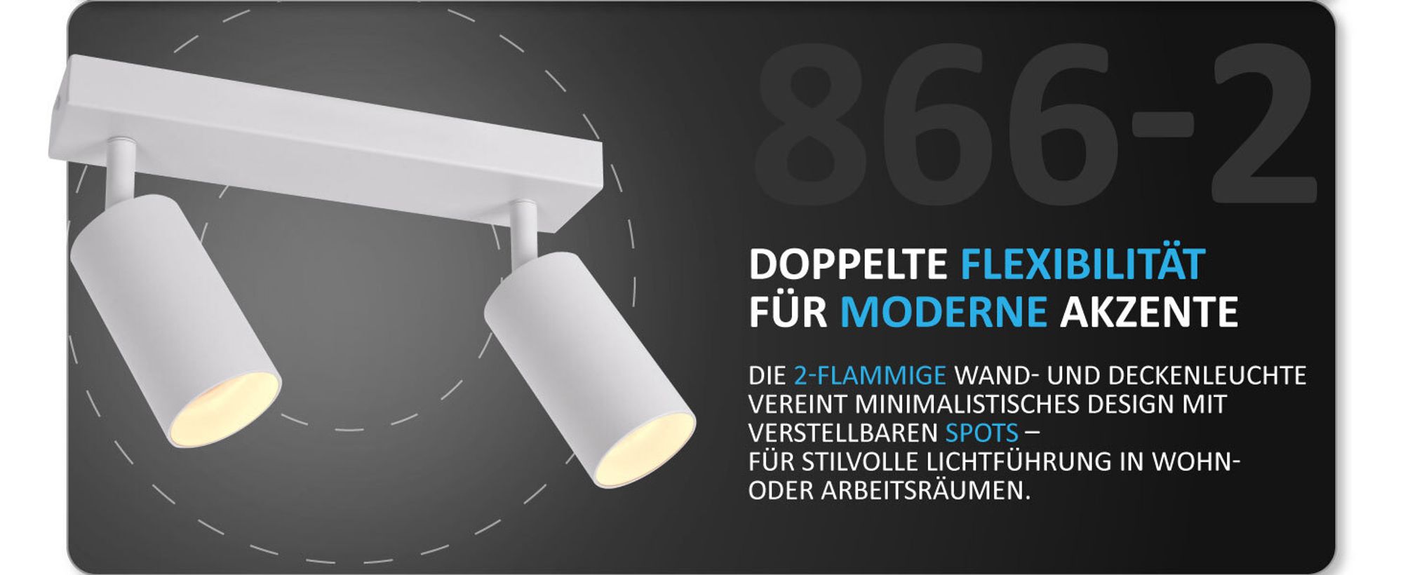 GU10 Deckenleuchte ProSpot 866-3-WH – 3-flammig, Aluminium, weiß, IP20, 230V