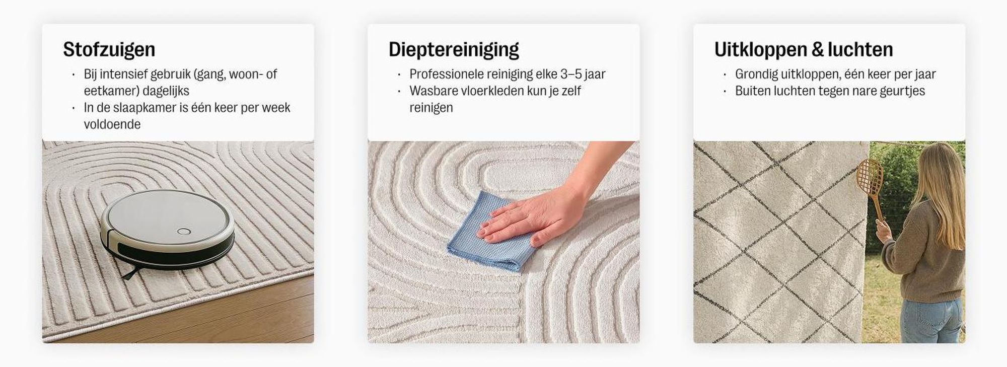benuta tapijt woonkamer katoenen tapijt Ron Crème 120x170 cm Katoenen vloerkleed voor de woonkamer , rechthoekig