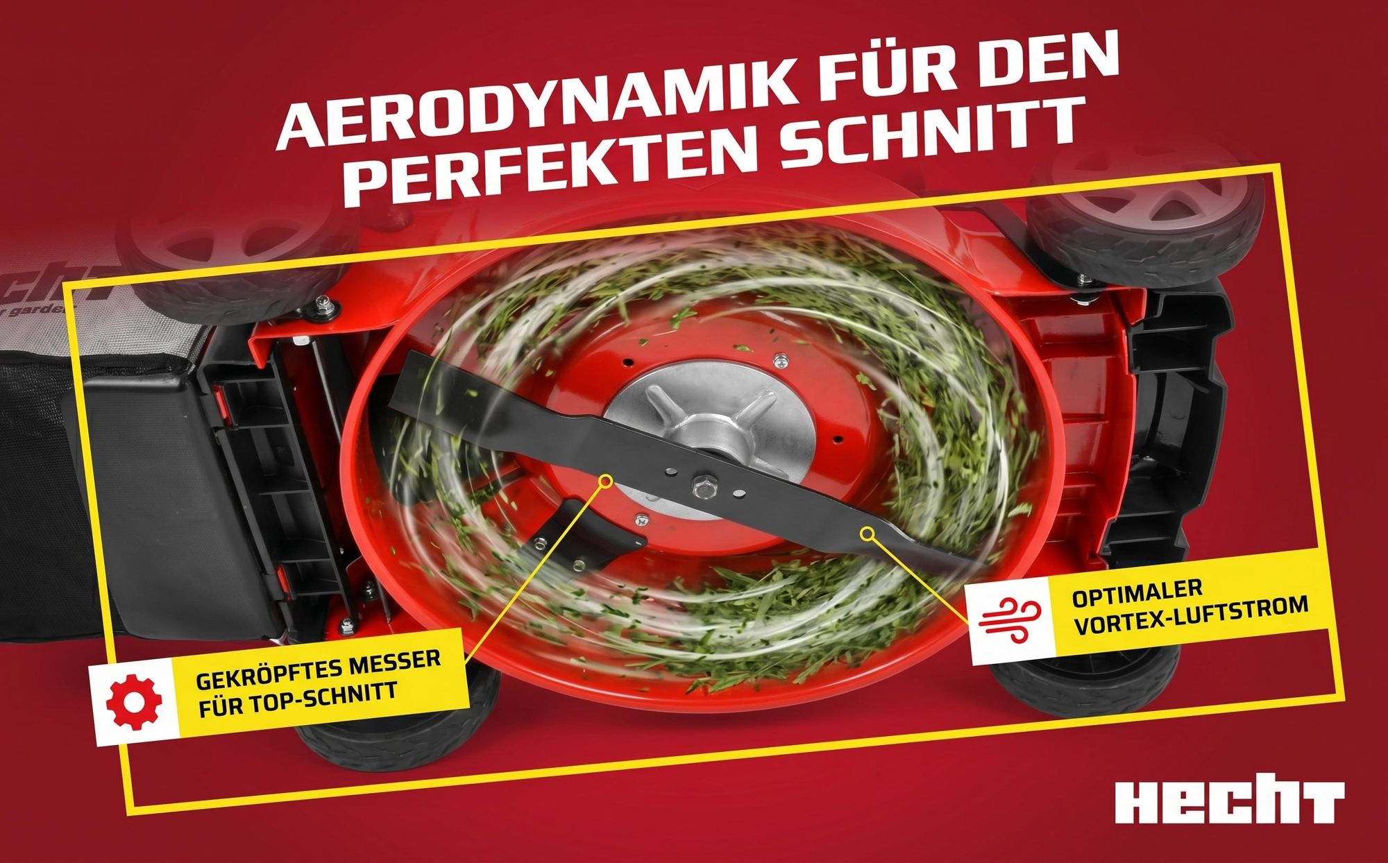 HECHT Rasenmäher Elektro mit Antrieb 1802 S | 46 cm Schnittbreite | 1800 W | 5in1 | Mulcher | 50 L Fangkorb | 3,3 km/h