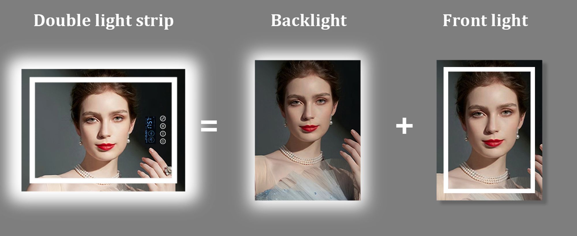 WISFOR LED Badspiegel mit Bluetooth Lautsprecher, 70×90cm Badezimmerspiegel mit Beleuchtung 3 Lichtfarbe, LED Wandspiegel dimmbar beschlagfrei