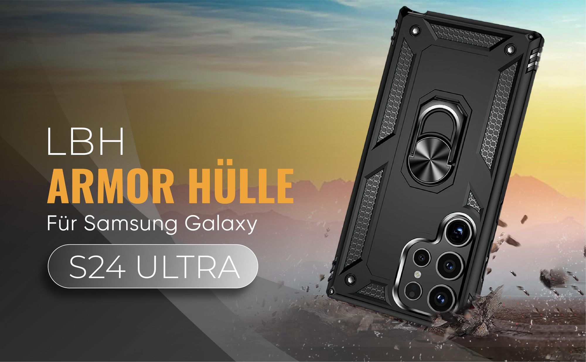 Schwarze Outdoorhülle für Samsung Galaxy S24 Ultra
