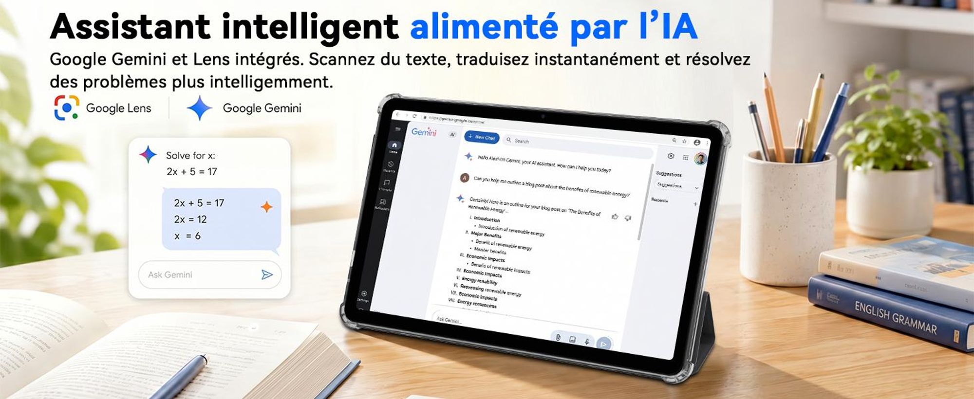 Tablette TABWEE T70 de 11 pouces, 32 Go (8 Go RAM + 24 Go stockage) + 256 Go de stockage, Android 16, batterie de 8000 mAh, Bluetooth 5.0, reconnaissance faciale, Widevine L1, Rheinland. Livrée avec un clavier, une souris et un stylet