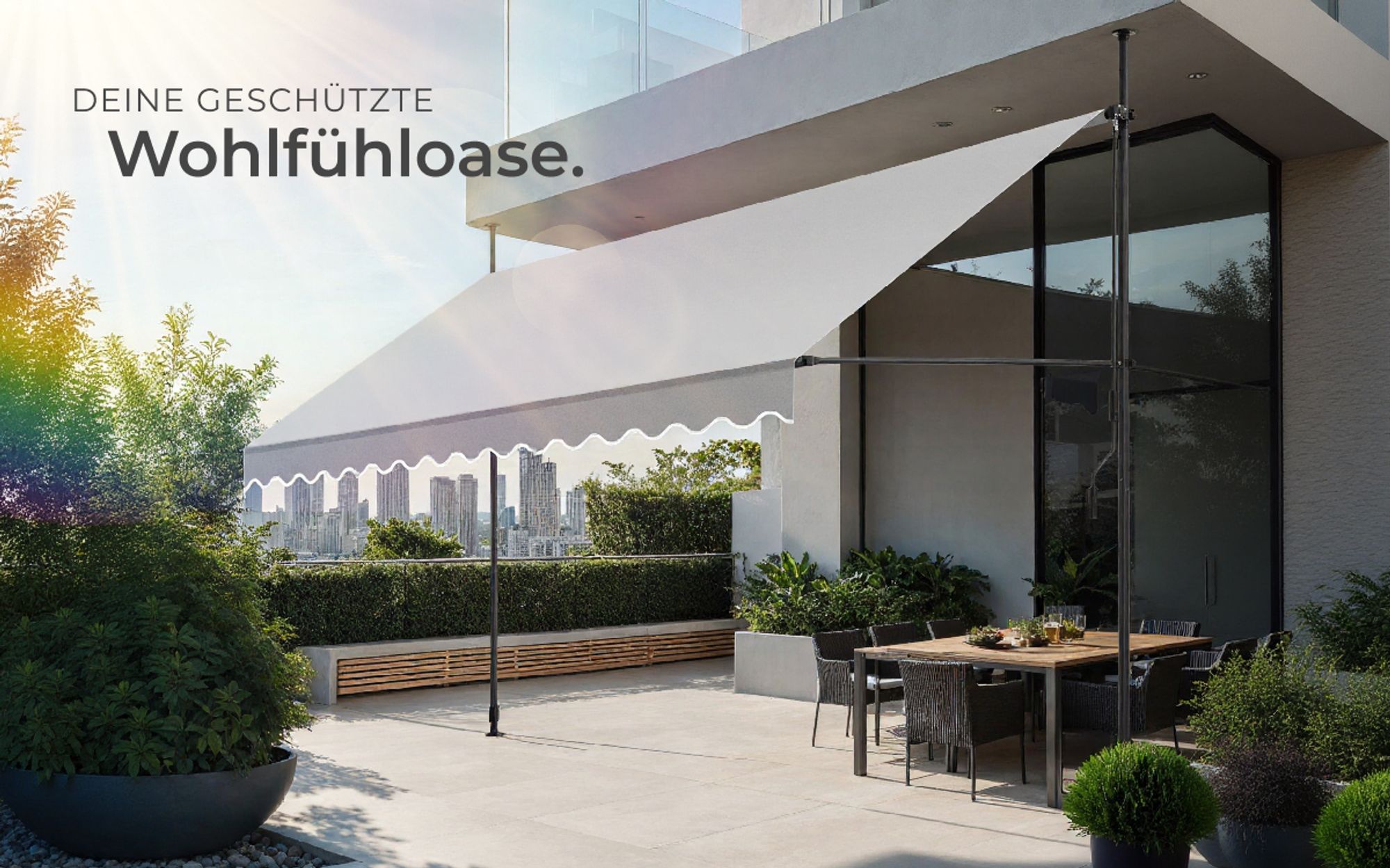 tectake® Klemmmarkise mit Handkurbel einfache Montage