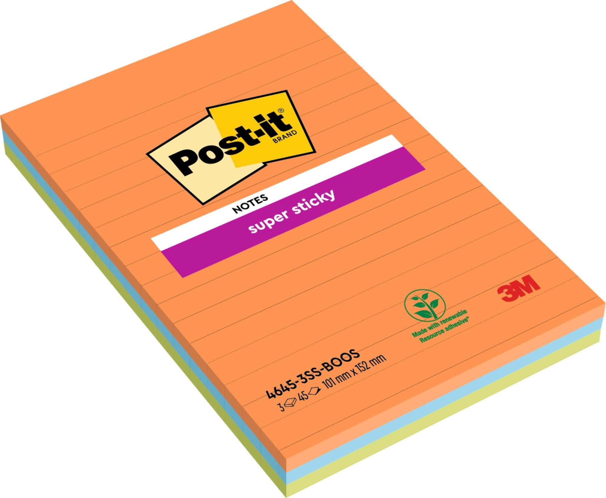 Post-it® Super Sticky Notes Großformat Boost Collection Haftnotizen 101x152mm