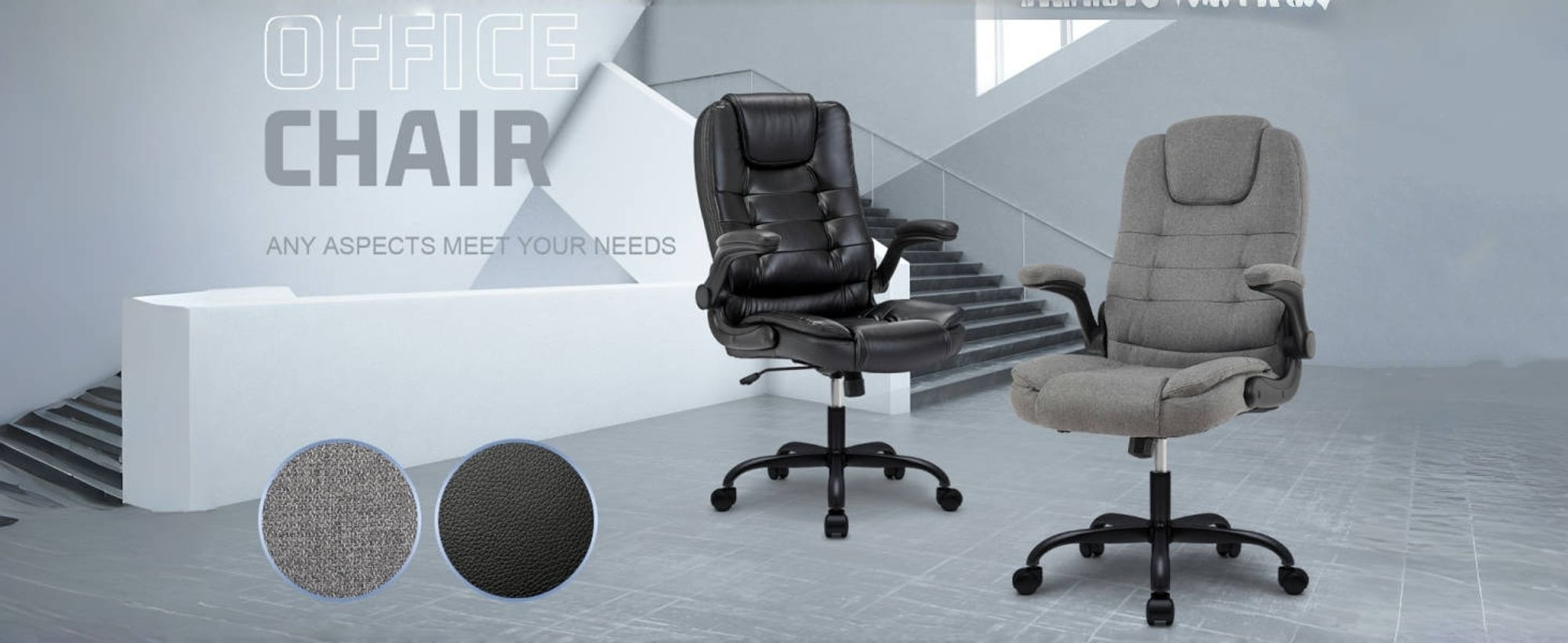 IWMH Bürostuhl, Ergonomischer Chefsessel, Drehstuhl mit klappbaren Armlehnen